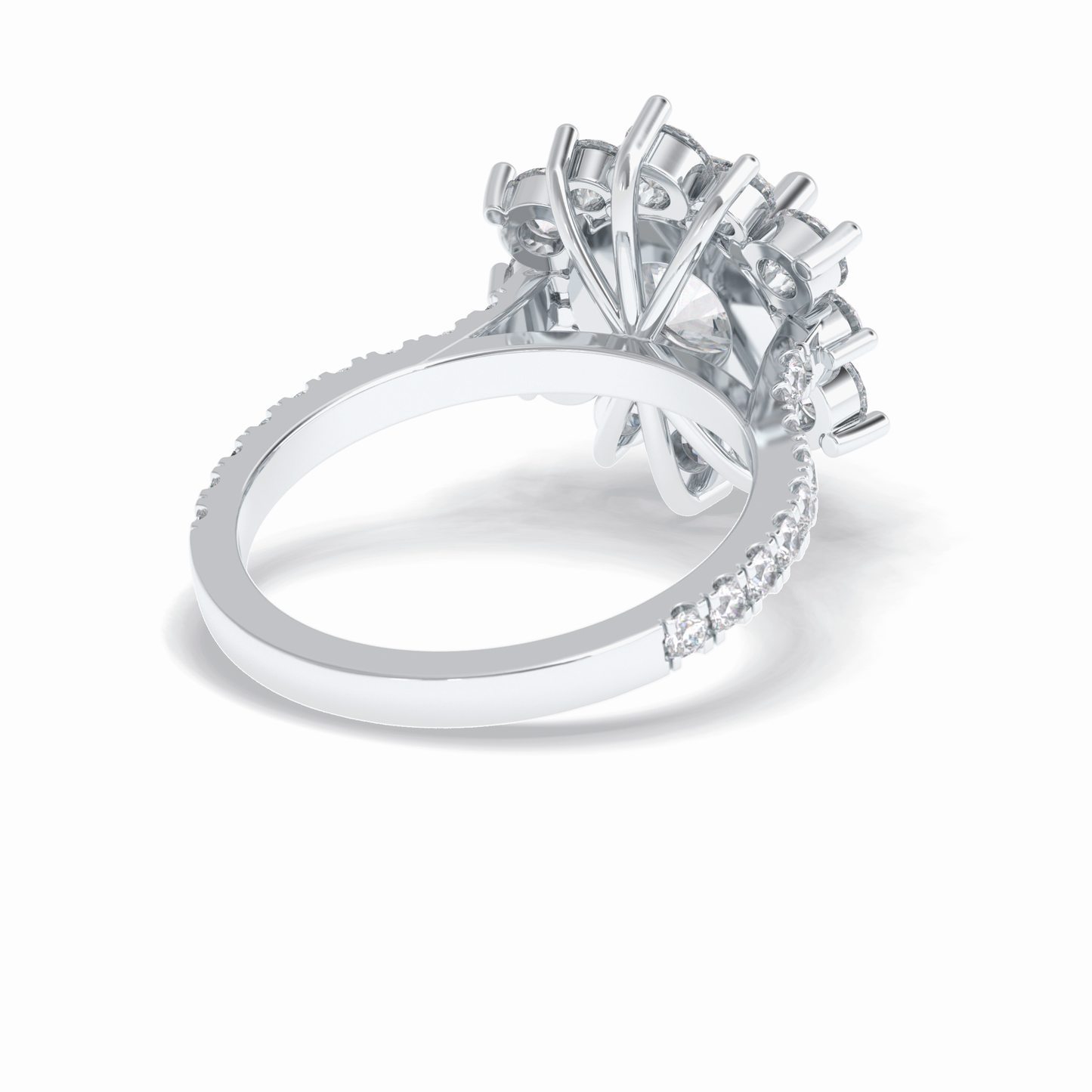 2.5 CT Round Cut Halo & Pave Style Moissanite Engagement Rings
