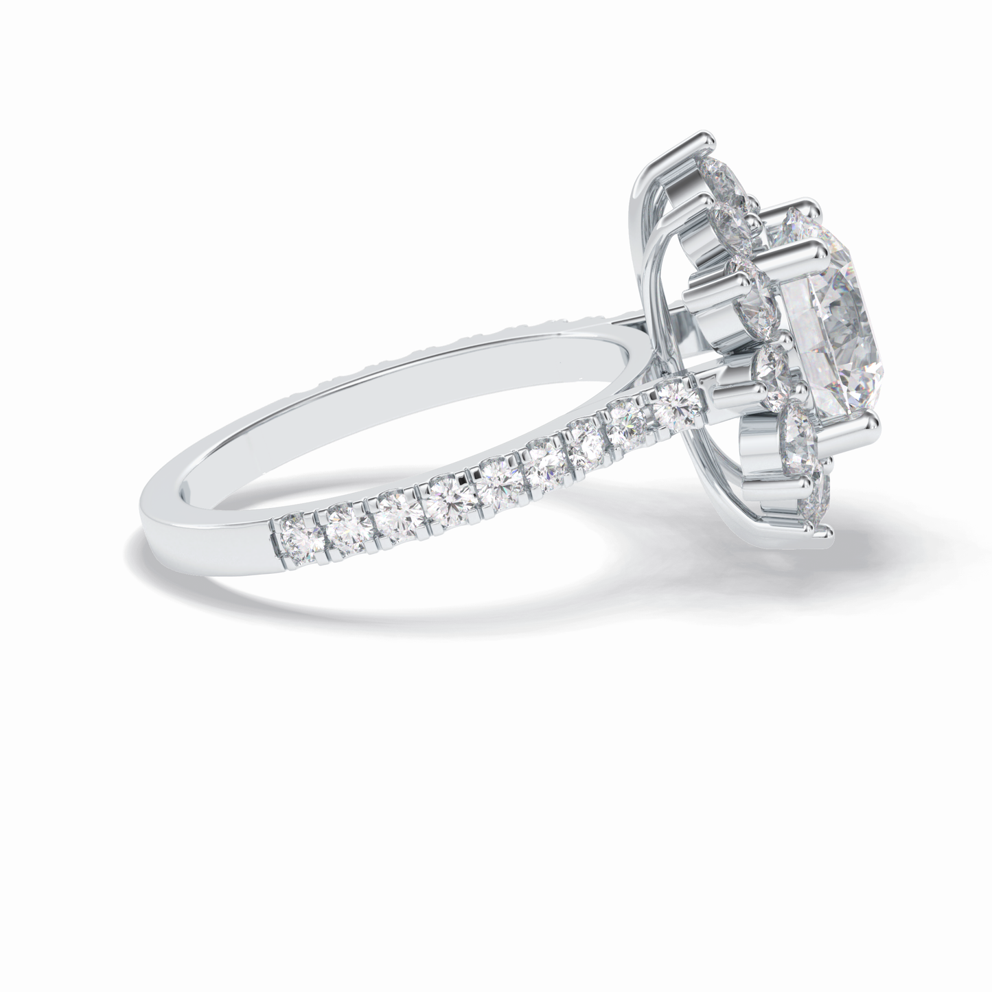 2.5 CT Round Cut Halo & Pave Style Moissanite Engagement Rings