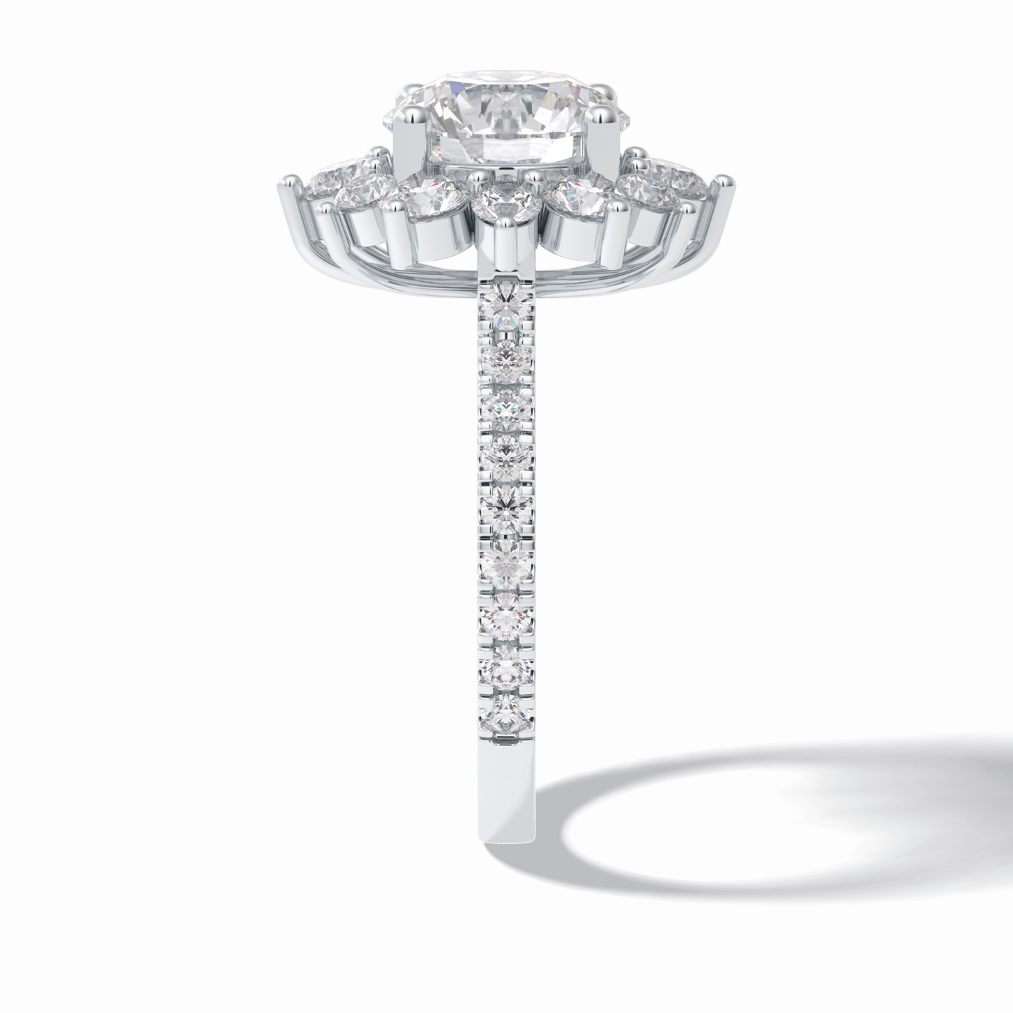2.5 CT Round Cut Halo & Pave Style Moissanite Engagement Rings