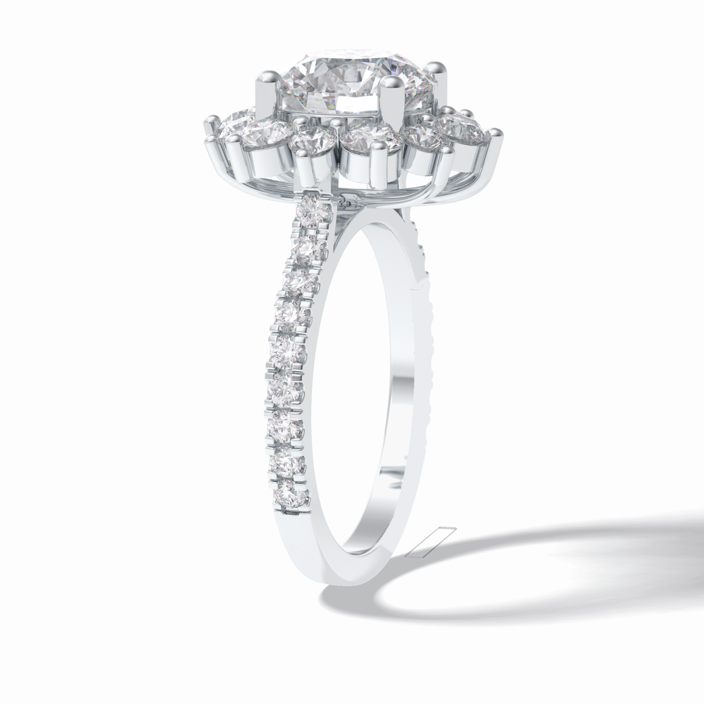 2.5 CT Round Cut Halo & Pave Style Moissanite Engagement Rings