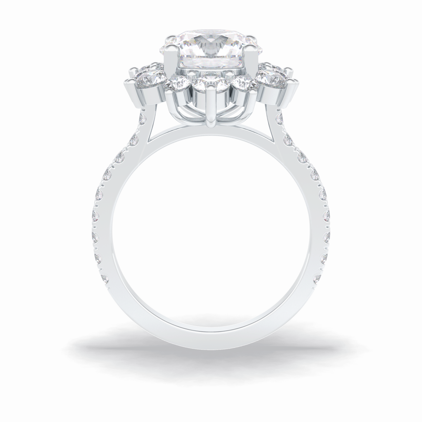 2.5 CT Round Cut Halo & Pave Style Moissanite Engagement Rings