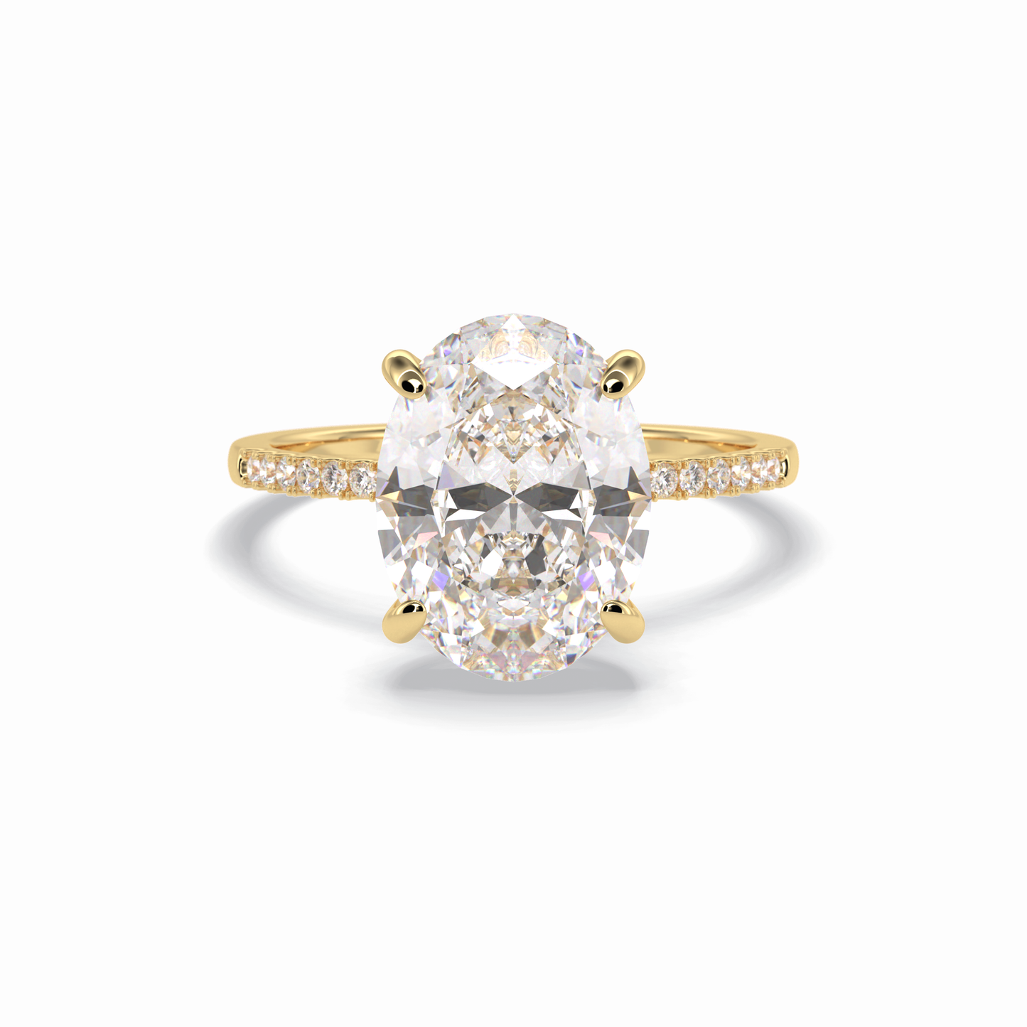 3.54 CT Oval Cut Hidden Halo & Pave Style Moissanite Engagement Rings