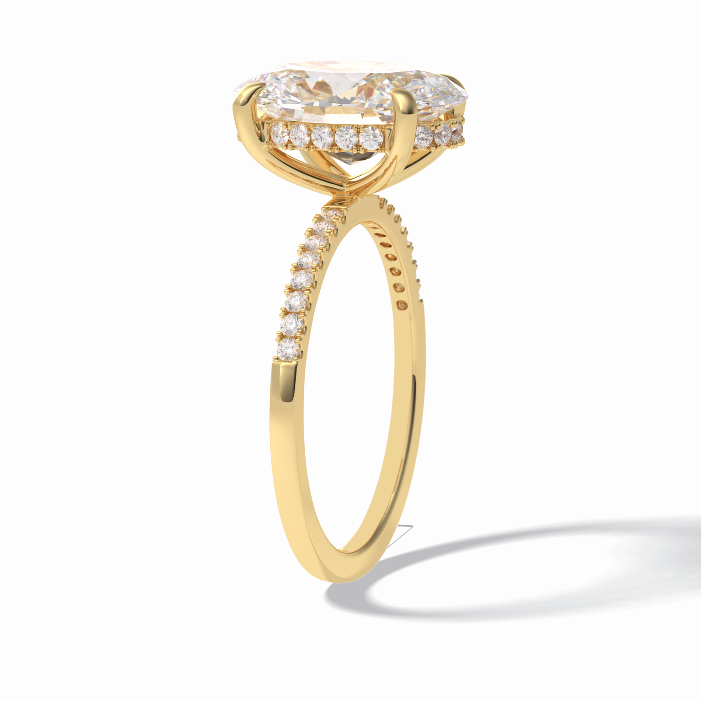3.54 CT Oval Cut Hidden Halo & Pave Style Moissanite Engagement Rings
