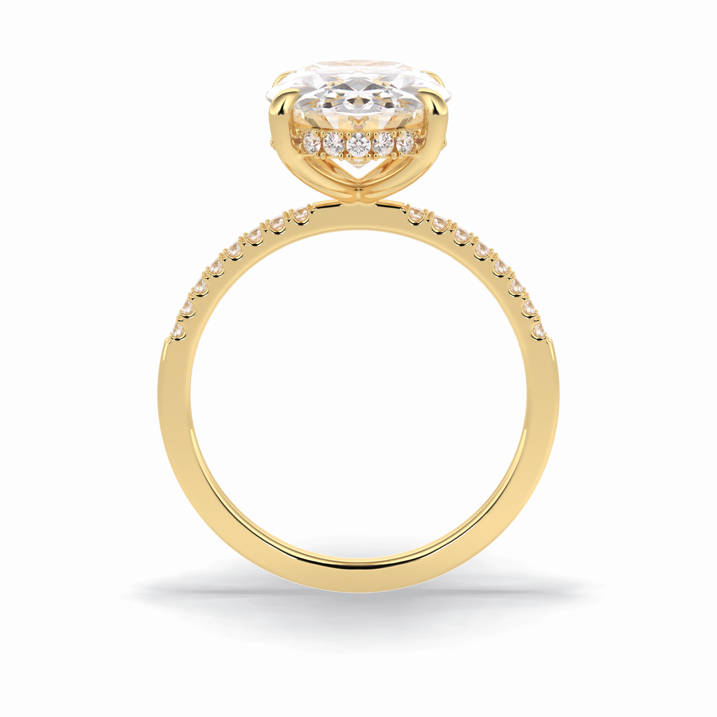 3.54 CT Oval Cut Hidden Halo & Pave Style Moissanite Engagement Rings
