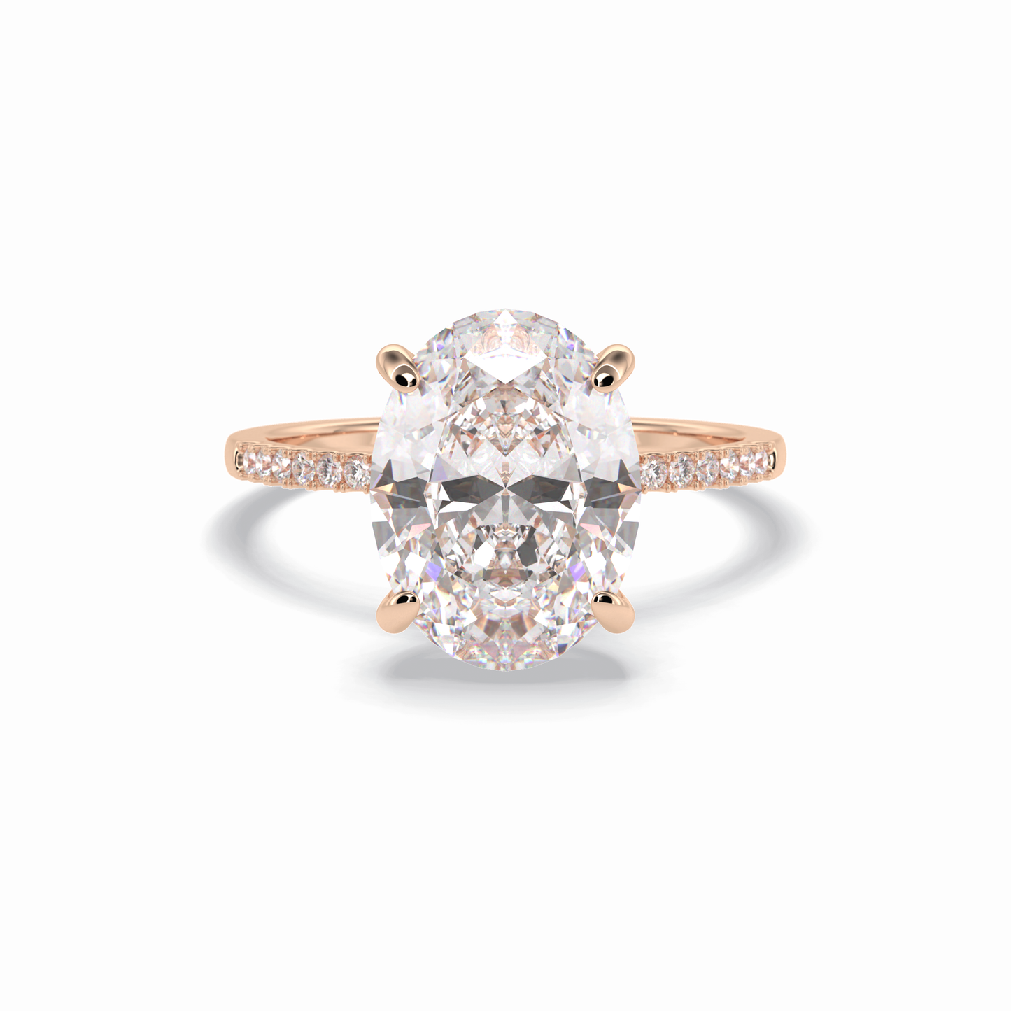 3.54 CT Oval Cut Hidden Halo & Pave Style Moissanite Engagement Rings
