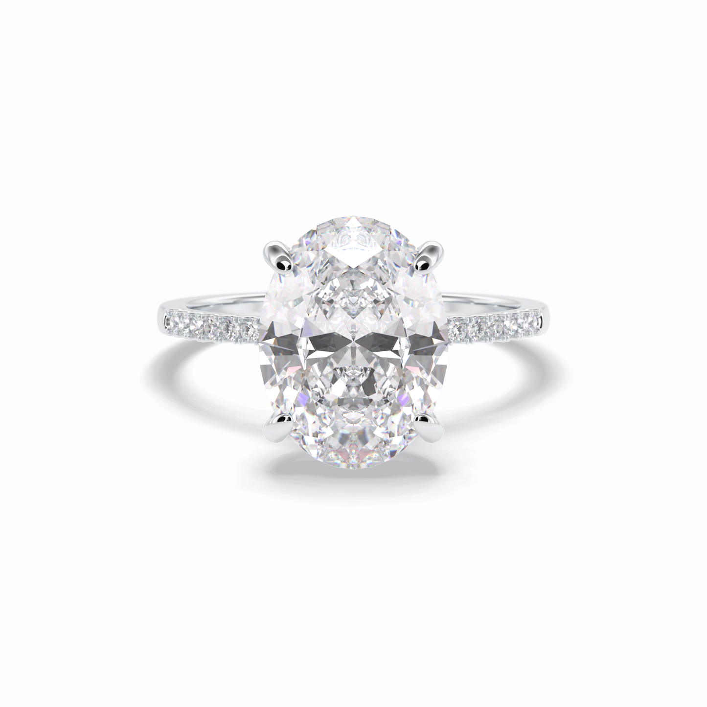 3.54 CT Oval Cut Hidden Halo & Pave Style Moissanite Engagement Rings