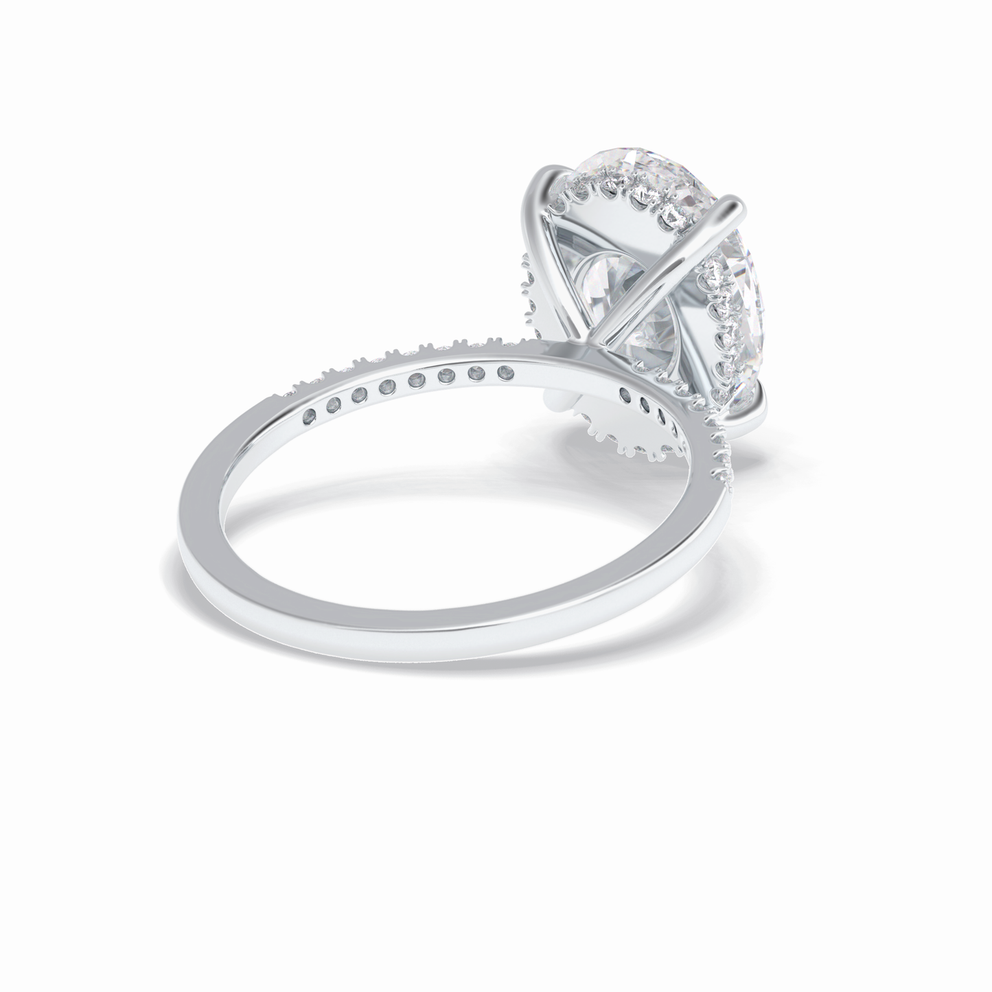 3.54 CT Oval Cut Hidden Halo & Pave Style Moissanite Engagement Rings