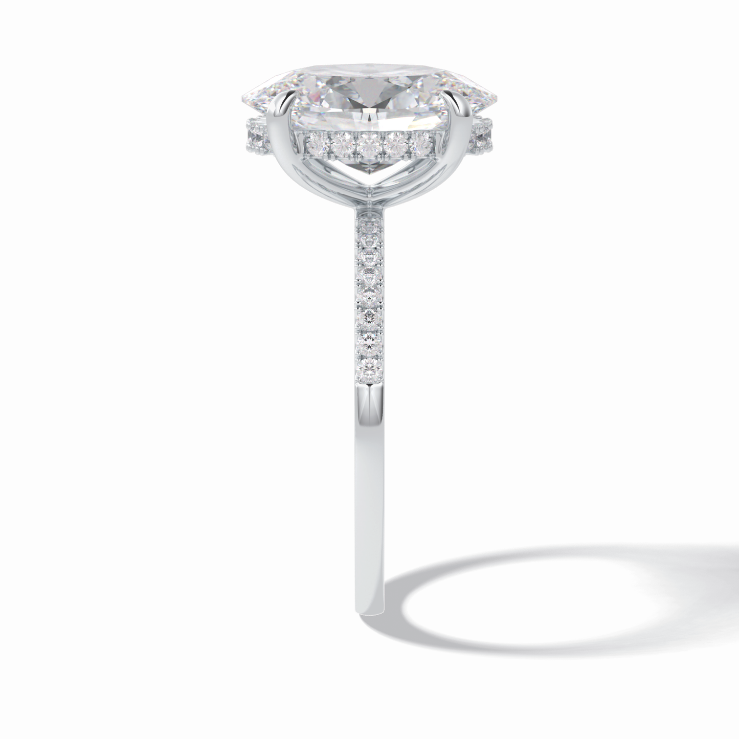3.54 CT Oval Cut Hidden Halo & Pave Style Moissanite Engagement Rings