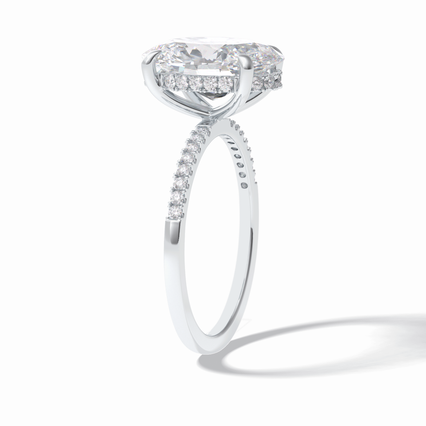 3.54 CT Oval Cut Hidden Halo & Pave Style Moissanite Engagement Rings