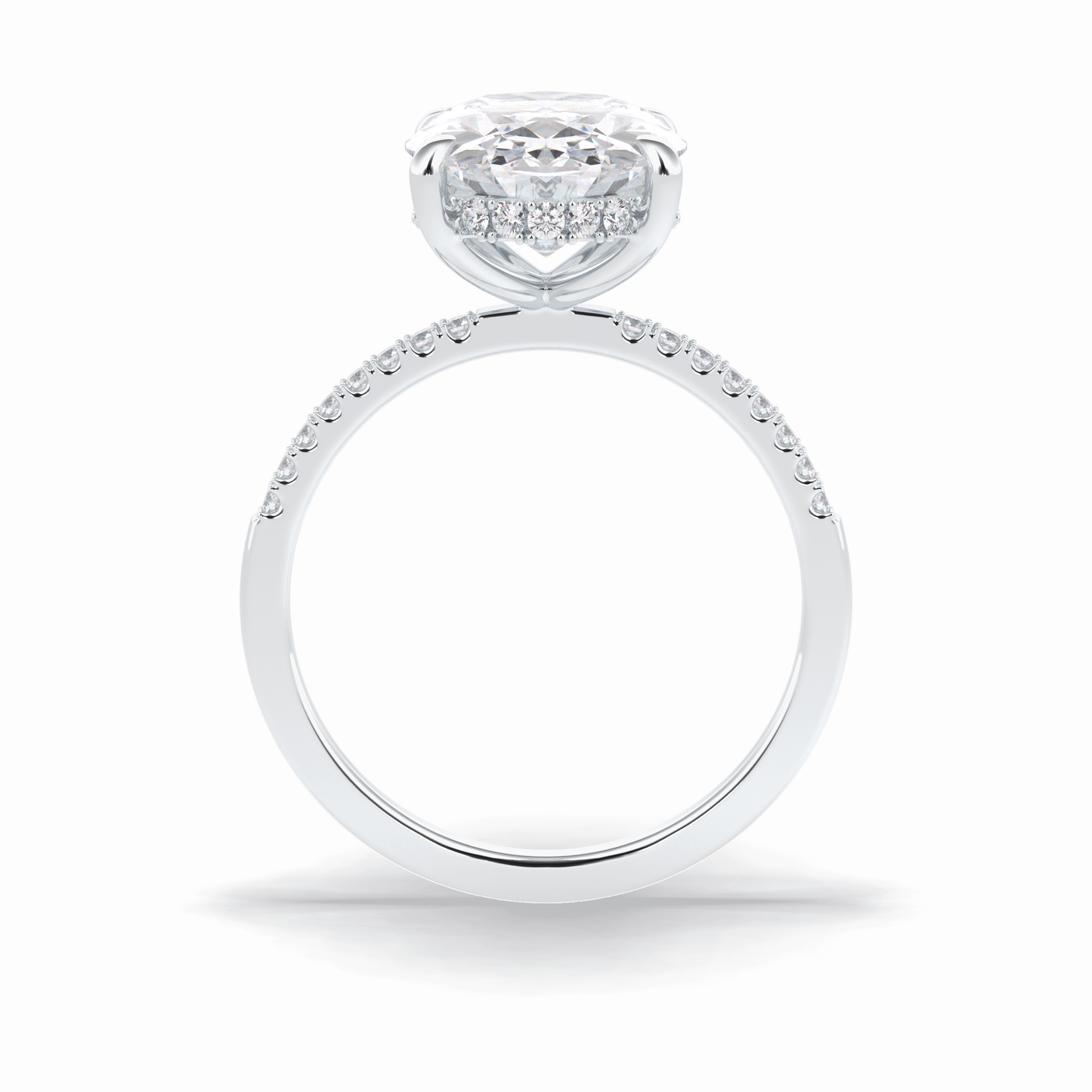 3.54 CT Oval Cut Hidden Halo & Pave Style Moissanite Engagement Rings