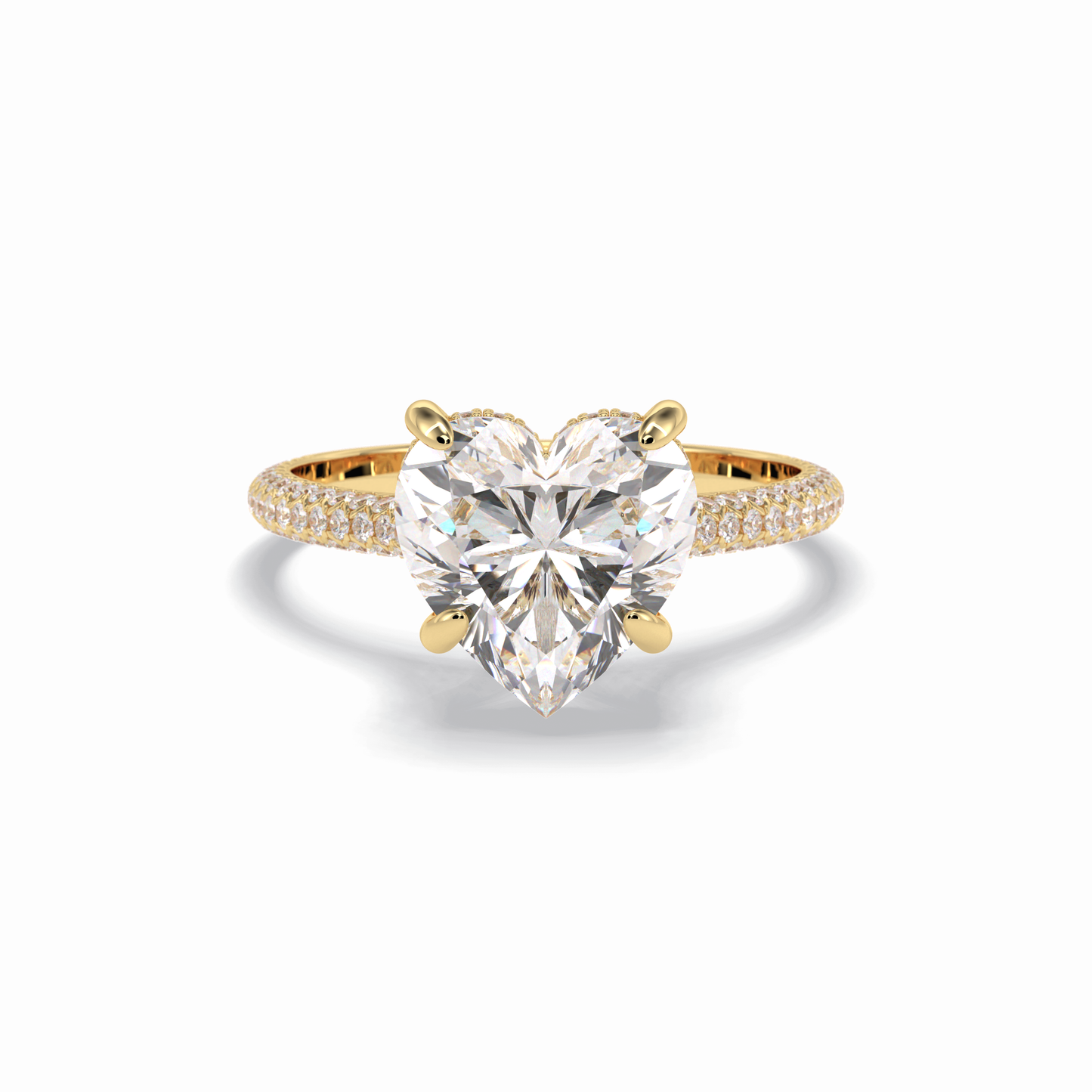 3.0 CT Heart Cut Hidden Halo & Pave Style Moissanite Engagement Rings