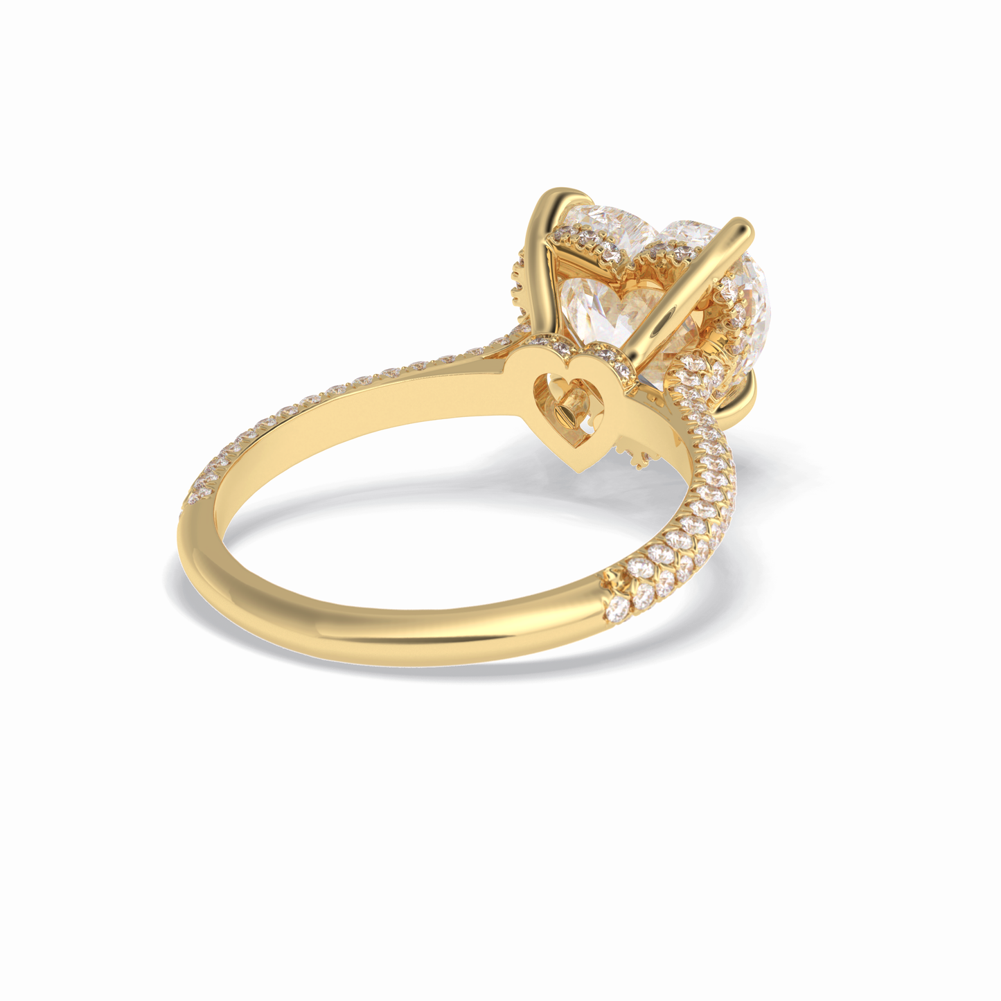 3.0 CT Heart Cut Hidden Halo & Pave Style Moissanite Engagement Rings