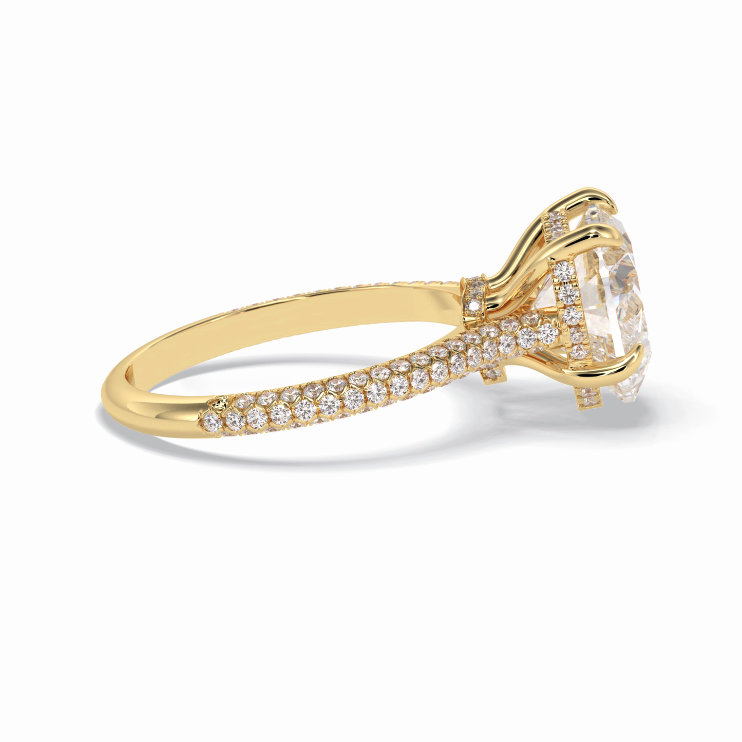3.0 CT Heart Cut Hidden Halo & Pave Style Moissanite Engagement Rings