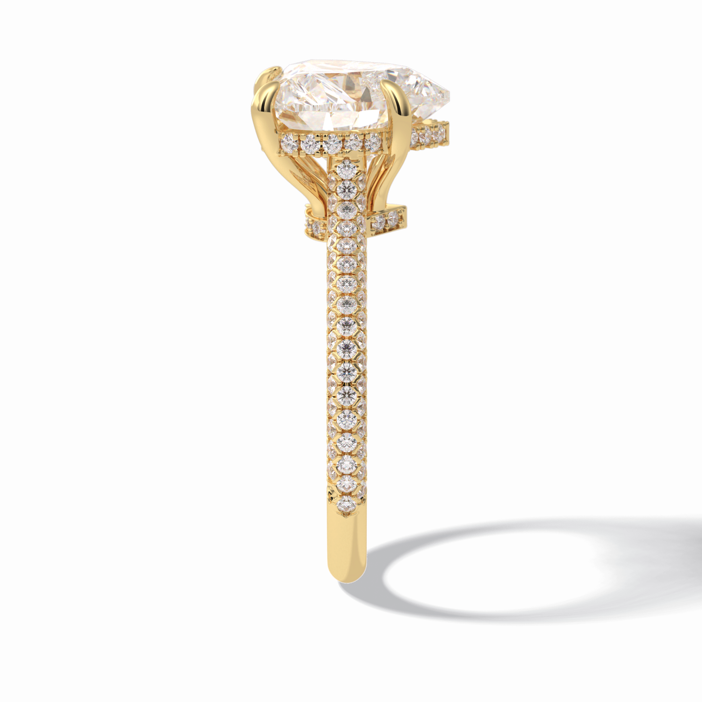 3.0 CT Heart Cut Hidden Halo & Pave Style Moissanite Engagement Rings