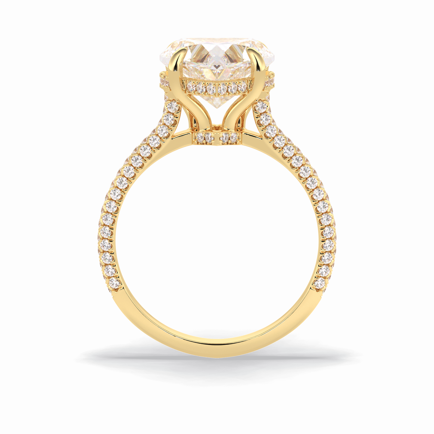 3.0 CT Heart Cut Hidden Halo & Pave Style Moissanite Engagement Rings