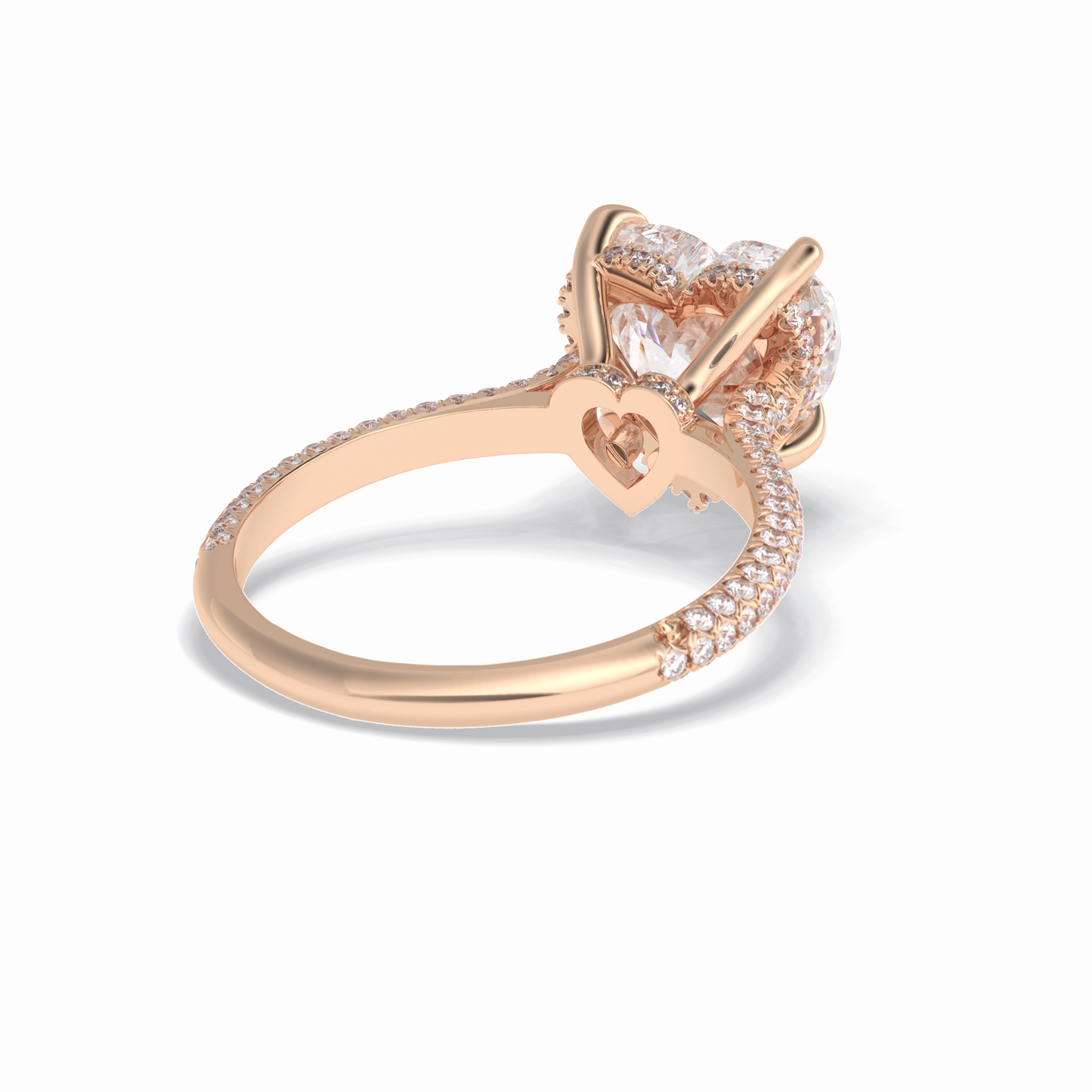3.0 CT Heart Cut Hidden Halo & Pave Style Moissanite Engagement Rings