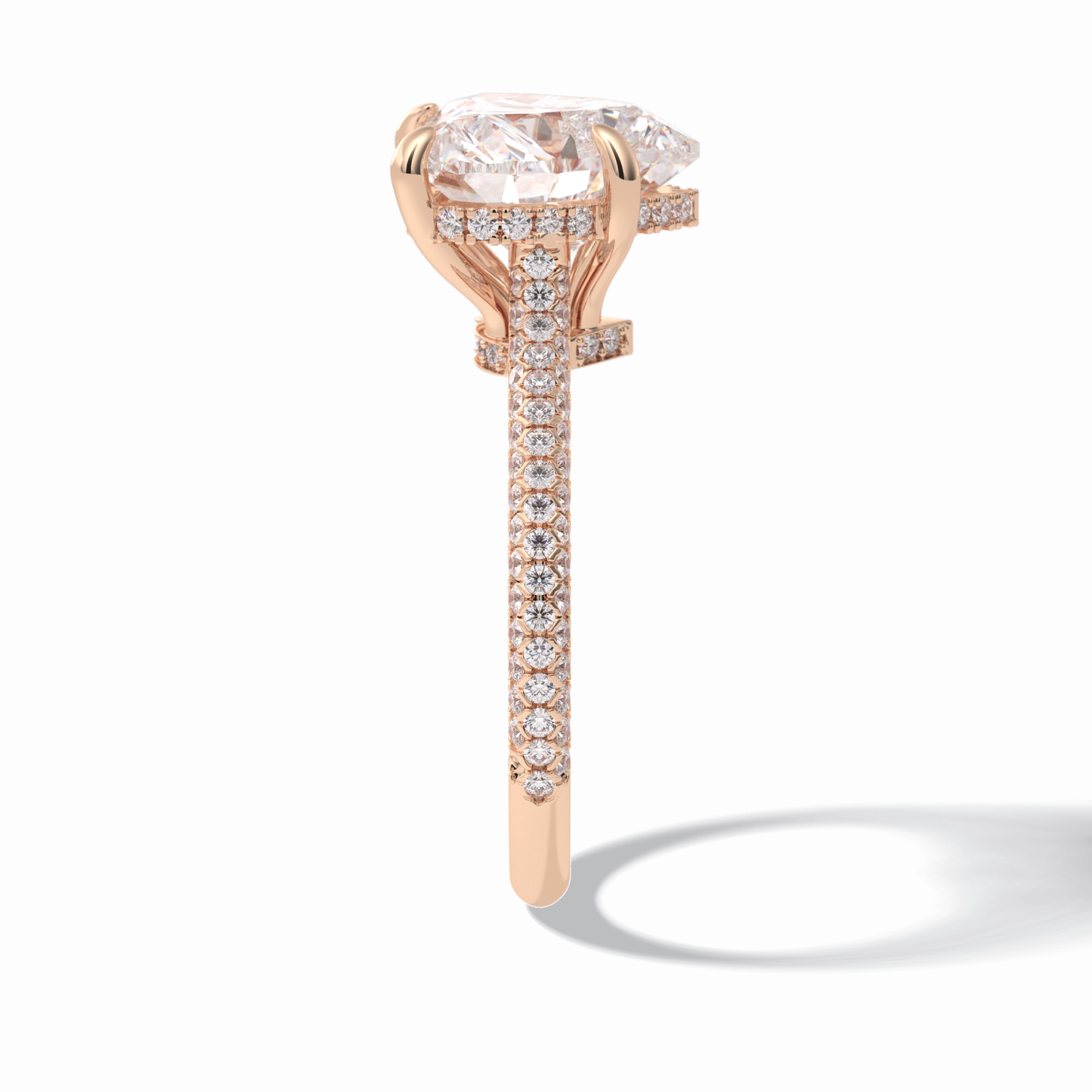 3.0 CT Heart Cut Hidden Halo & Pave Style Moissanite Engagement Rings