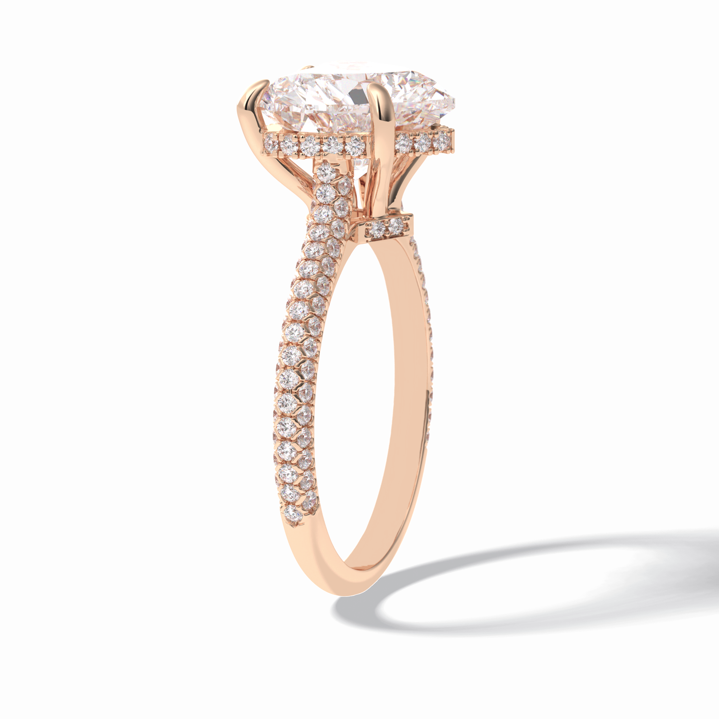3.0 CT Heart Cut Hidden Halo & Pave Style Moissanite Engagement Rings