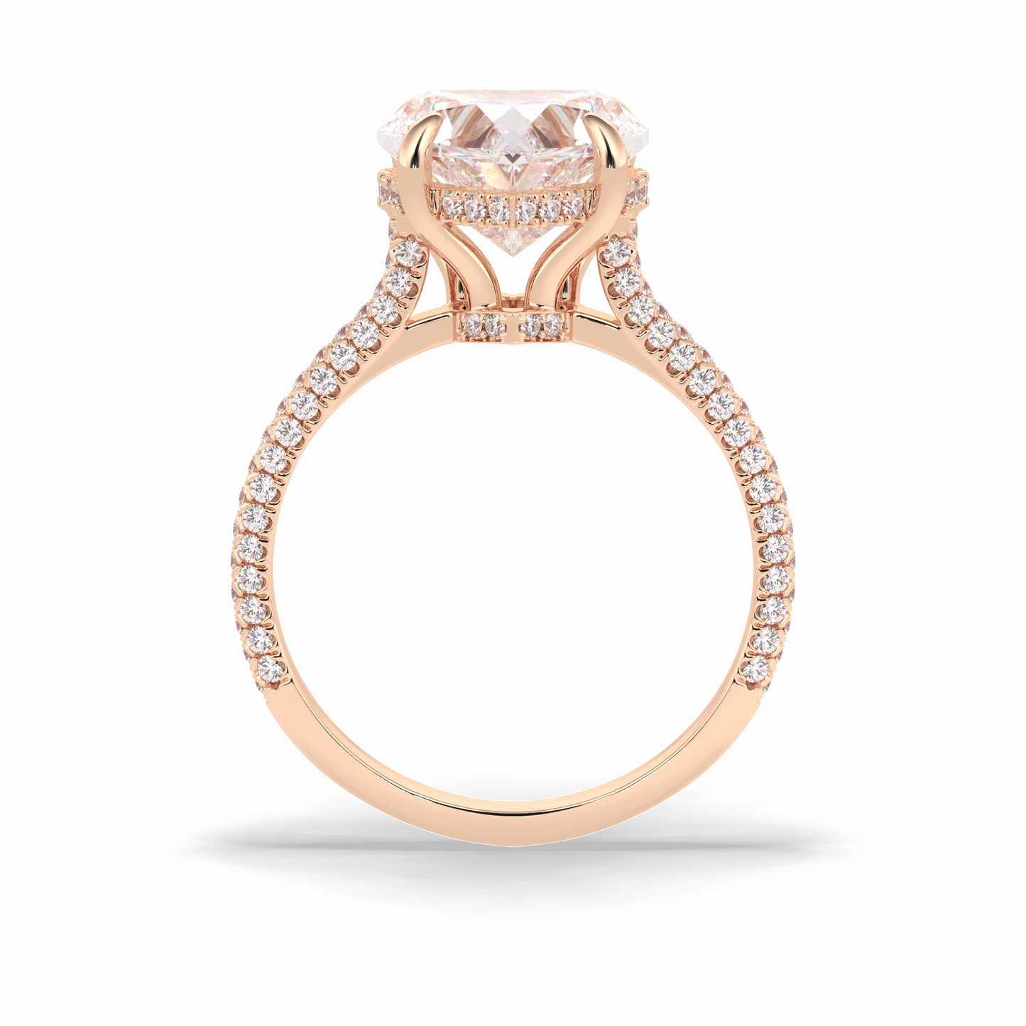 3.0 CT Heart Cut Hidden Halo & Pave Style Moissanite Engagement Rings