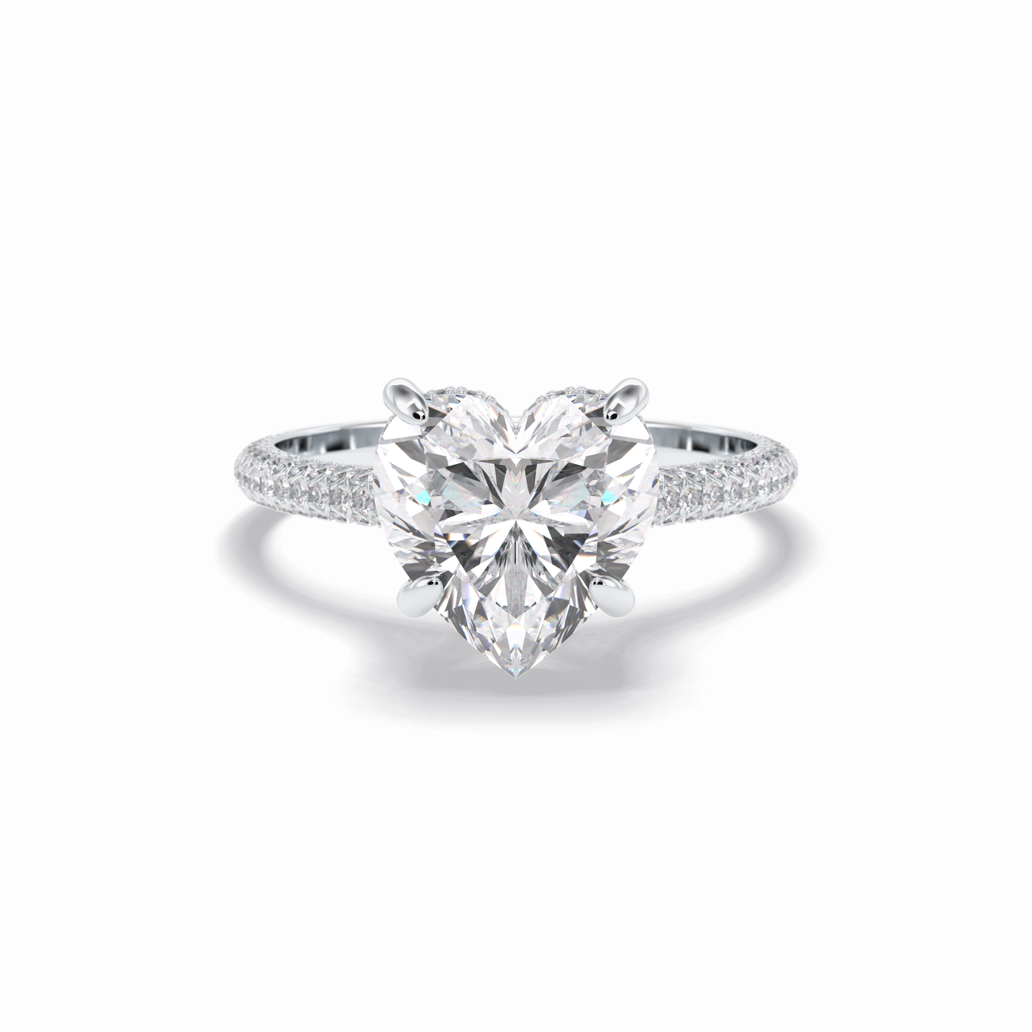 3.0 CT Heart Cut Hidden Halo & Pave Style Moissanite Engagement Rings