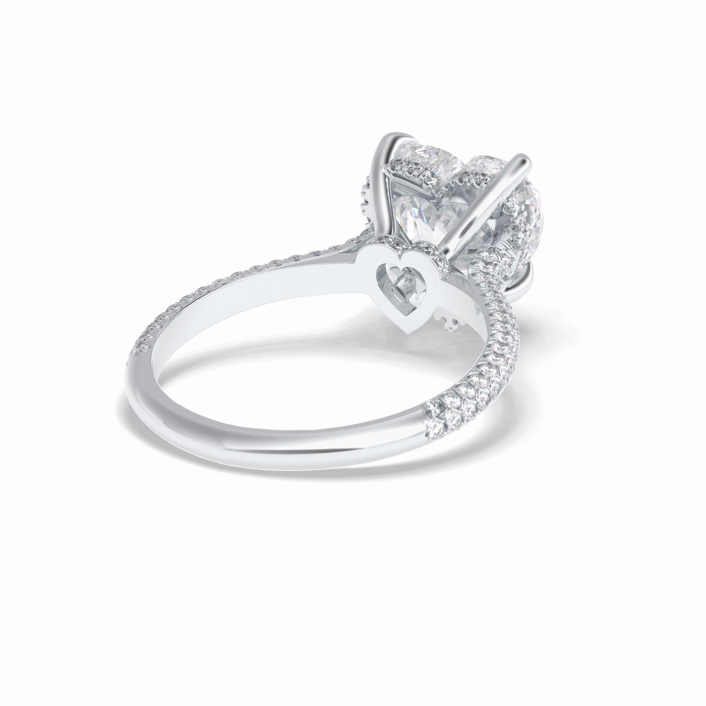 3.0 CT Heart Cut Hidden Halo & Pave Style Moissanite Engagement Rings
