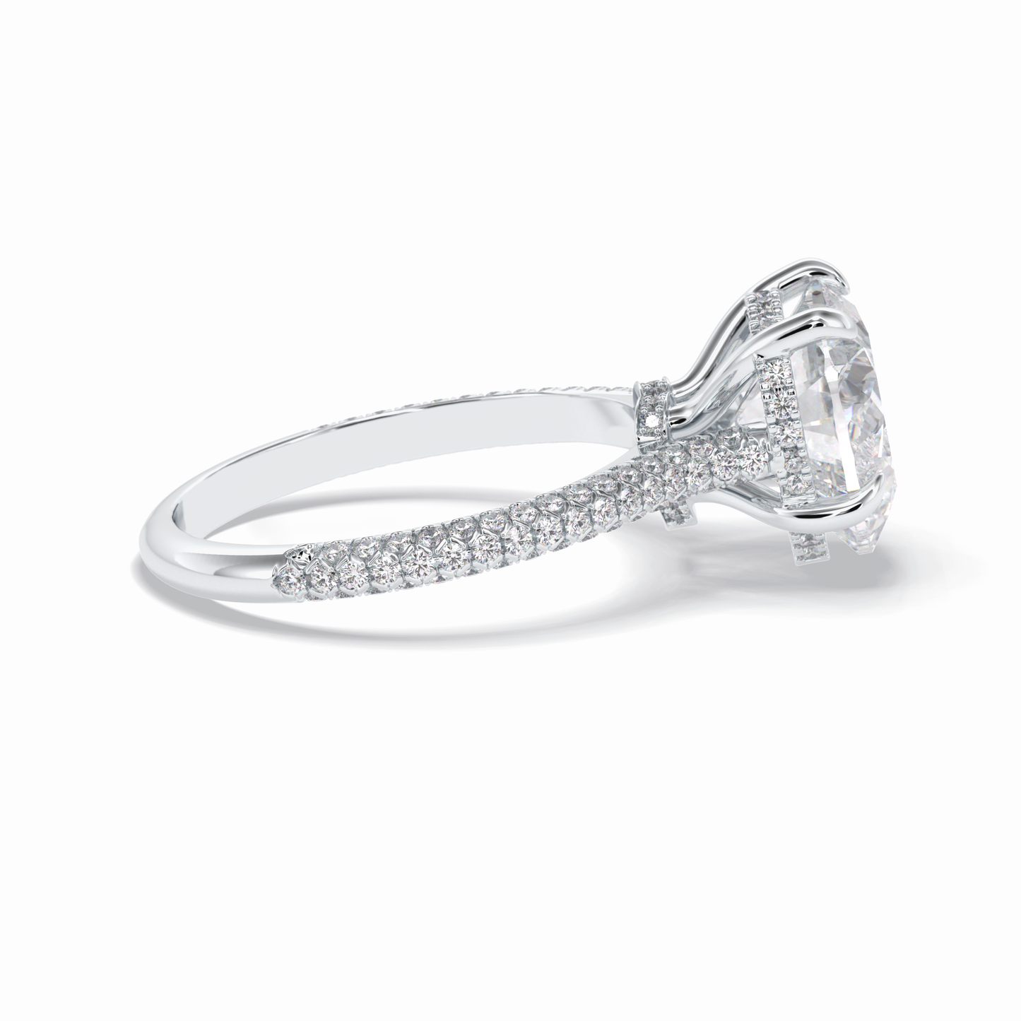 3.0 CT Heart Cut Hidden Halo & Pave Style Moissanite Engagement Rings