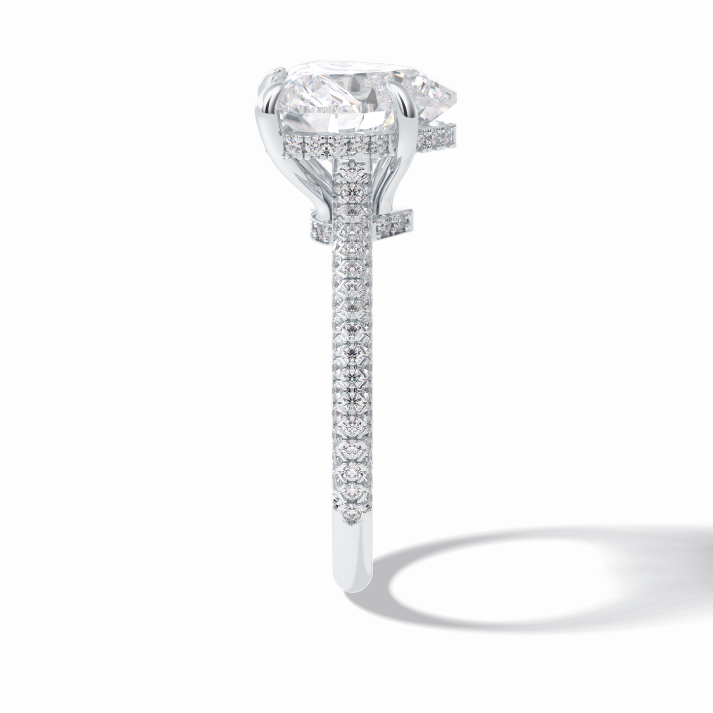 3.0 CT Heart Cut Hidden Halo & Pave Style Moissanite Engagement Rings