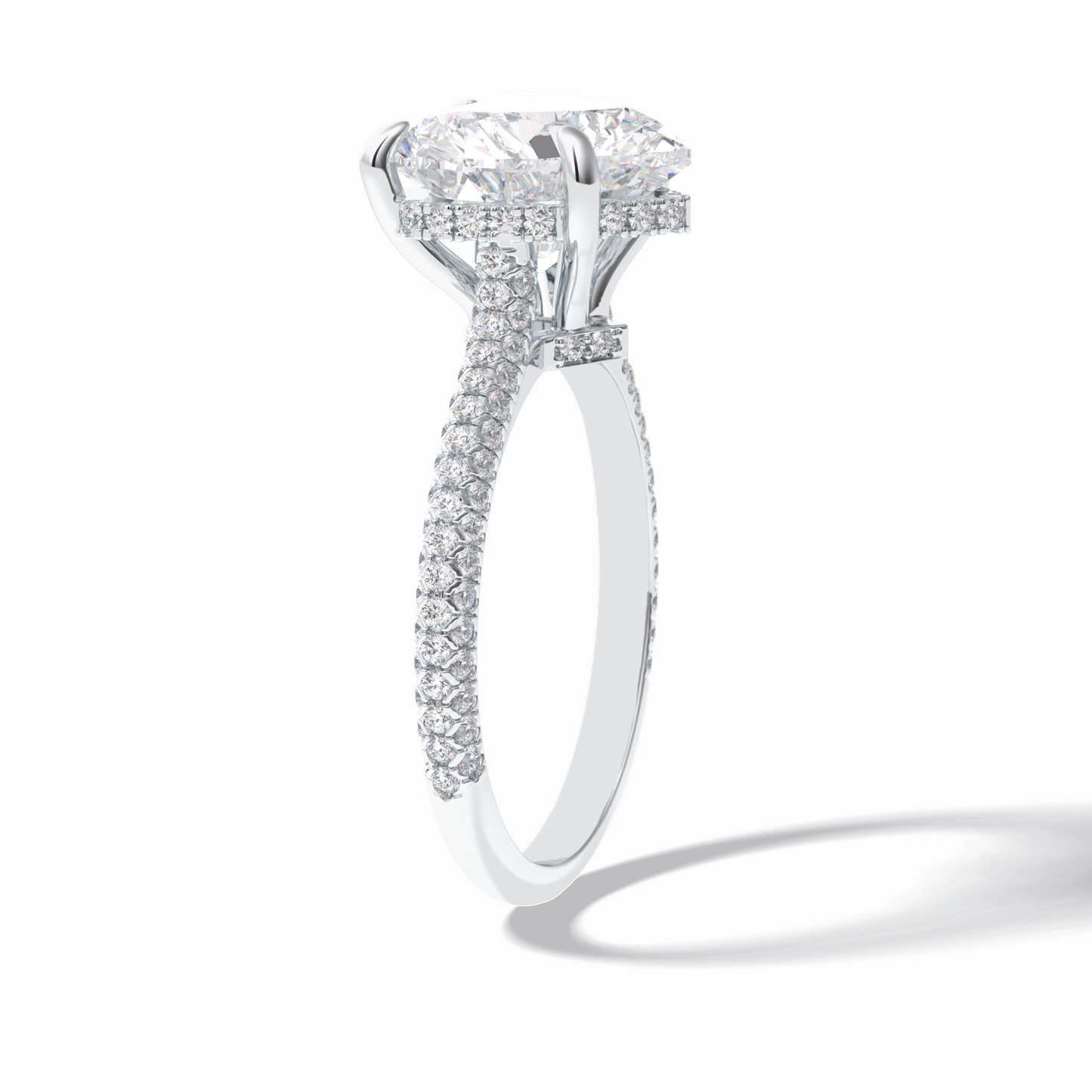 3.0 CT Heart Cut Hidden Halo & Pave Style Moissanite Engagement Rings