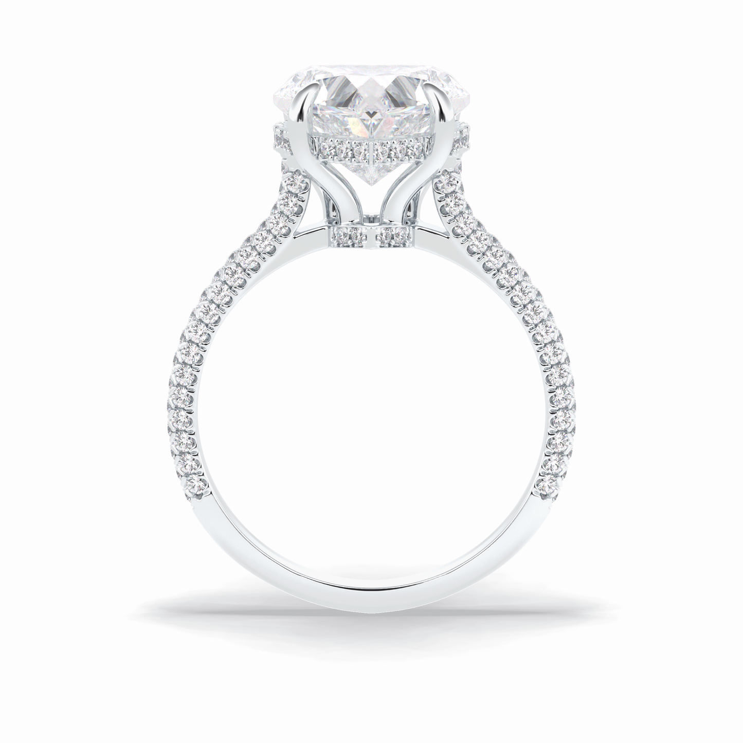 3.0 CT Heart Cut Hidden Halo & Pave Style Moissanite Engagement Rings