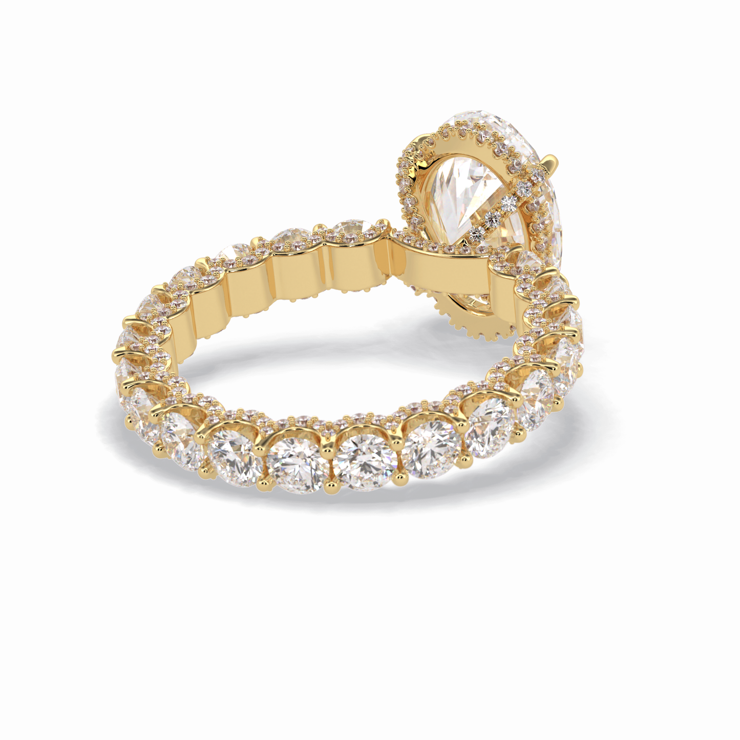 3.09 CT Oval Cut Hidden Halo & Pave Style Moissanite Engagement Rings