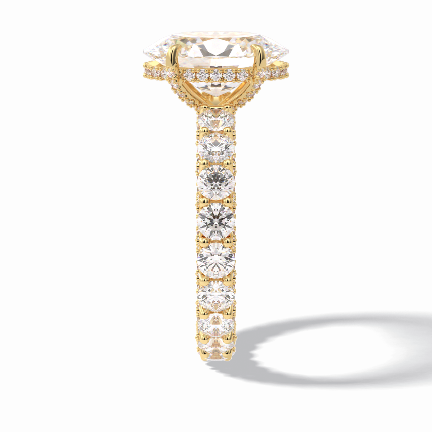 3.09 CT Oval Cut Hidden Halo & Pave Style Moissanite Engagement Rings