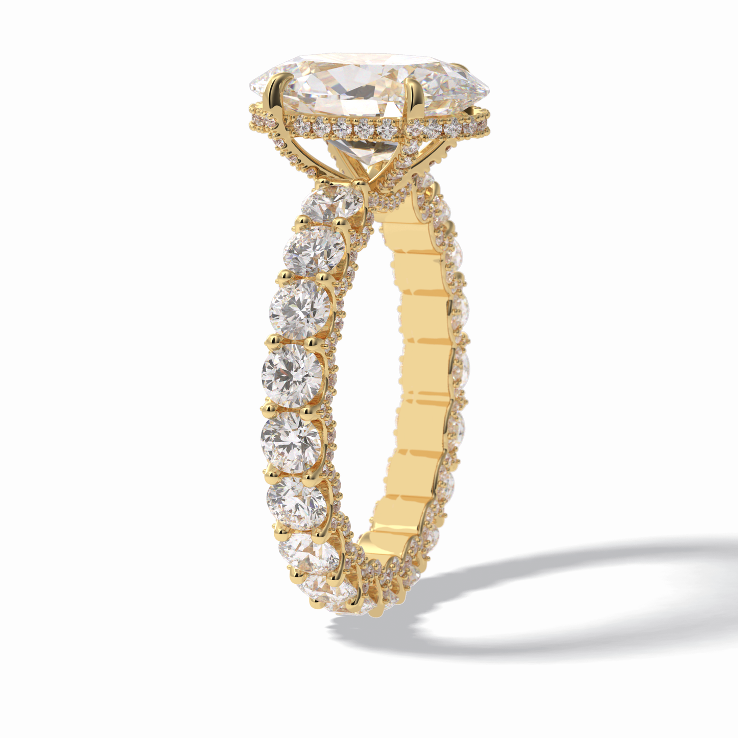 3.09 CT Oval Cut Hidden Halo & Pave Style Moissanite Engagement Rings