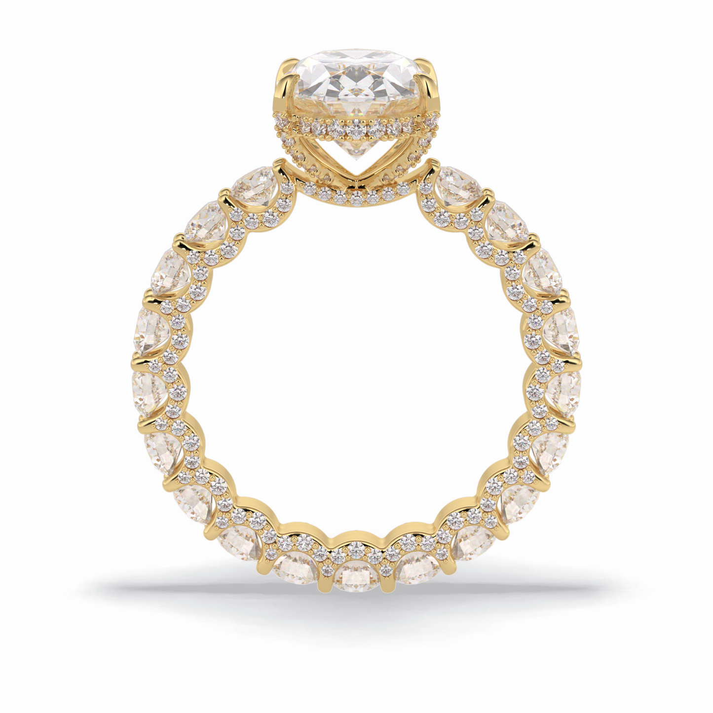 3.09 CT Oval Cut Hidden Halo & Pave Style Moissanite Engagement Rings