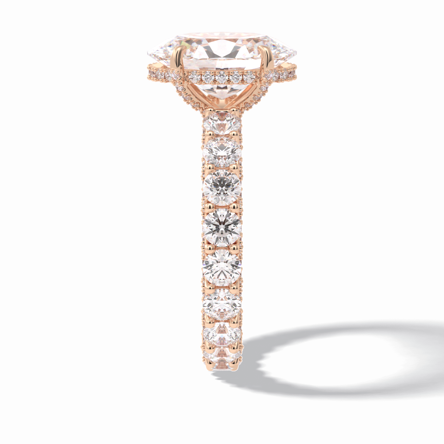 3.09 CT Oval Cut Hidden Halo & Pave Style Moissanite Engagement Rings
