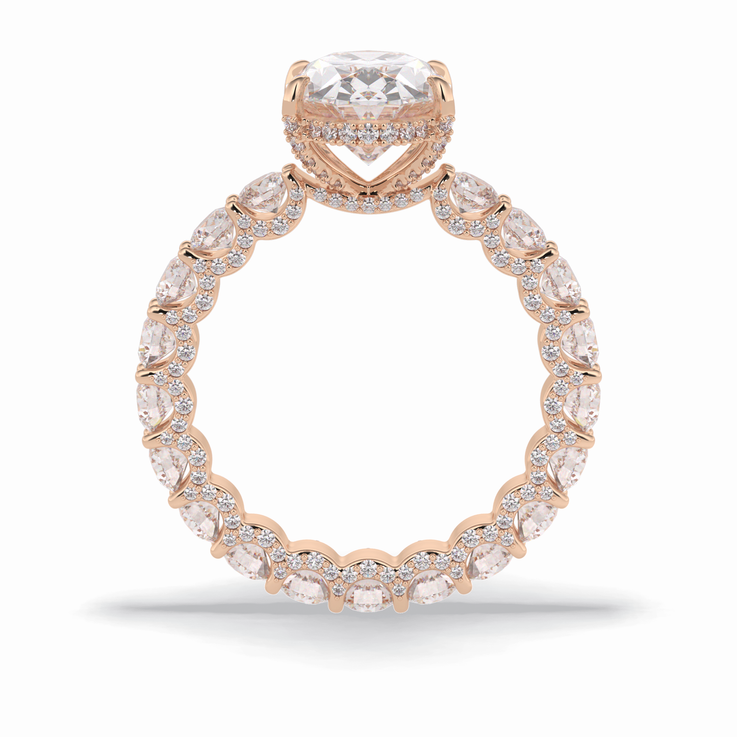 3.09 CT Oval Cut Hidden Halo & Pave Style Moissanite Engagement Rings