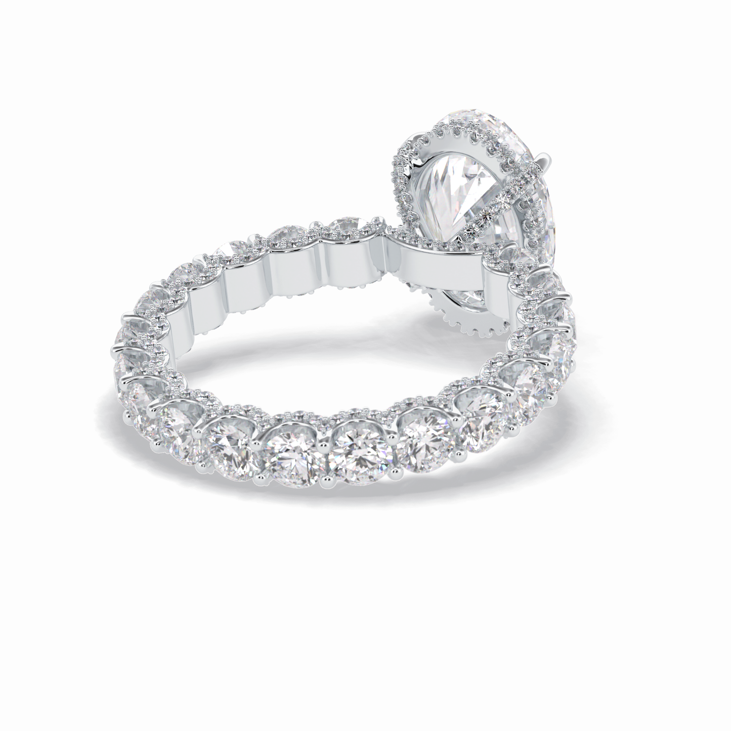 3.09 CT Oval Cut Hidden Halo & Pave Style Moissanite Engagement Rings