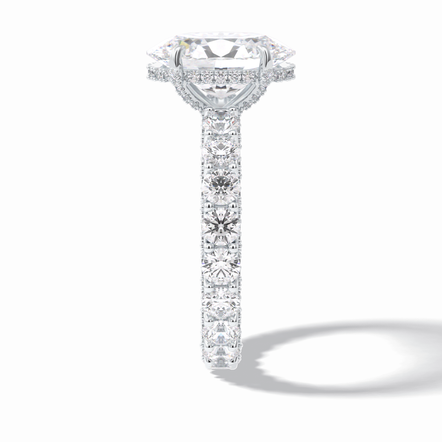 3.09 CT Oval Cut Hidden Halo & Pave Style Moissanite Engagement Rings