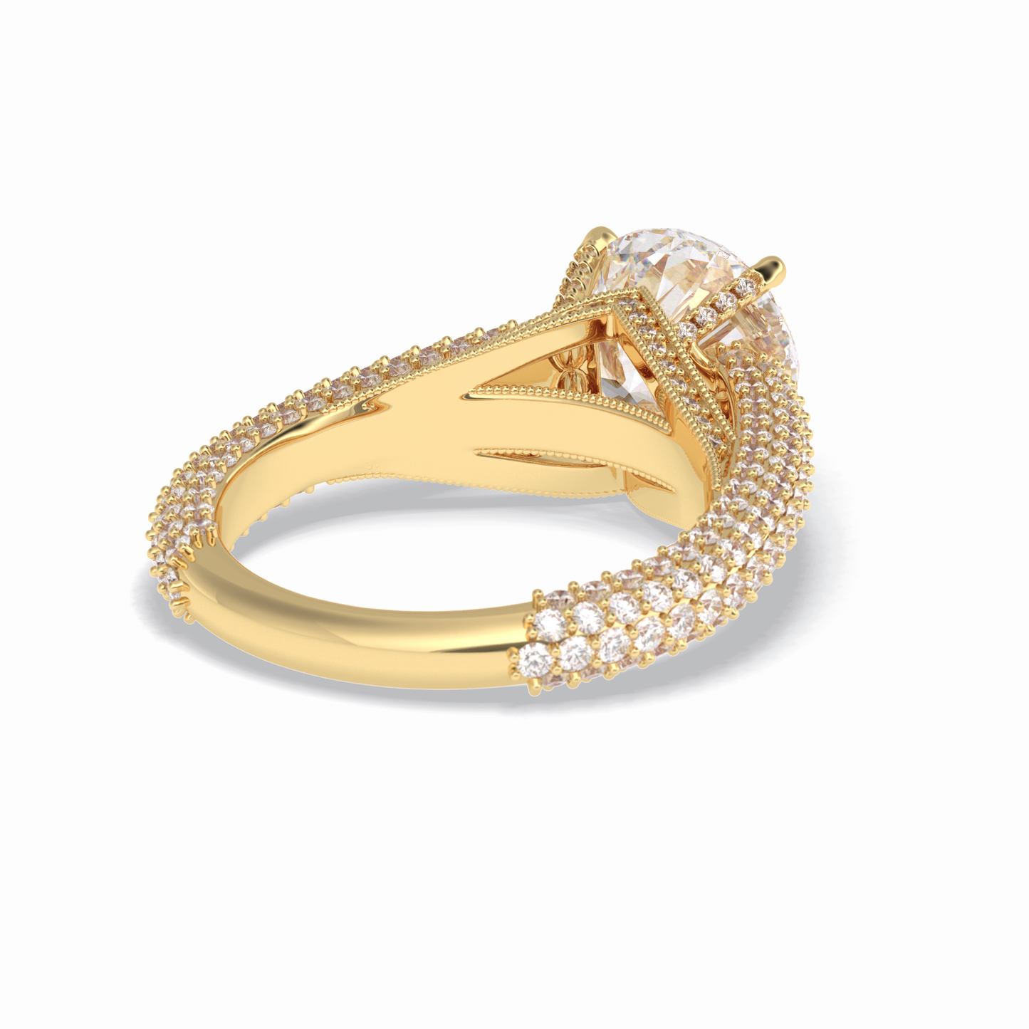 3.0 CT Round Cut Pave Style Moissanite Engagement Rings