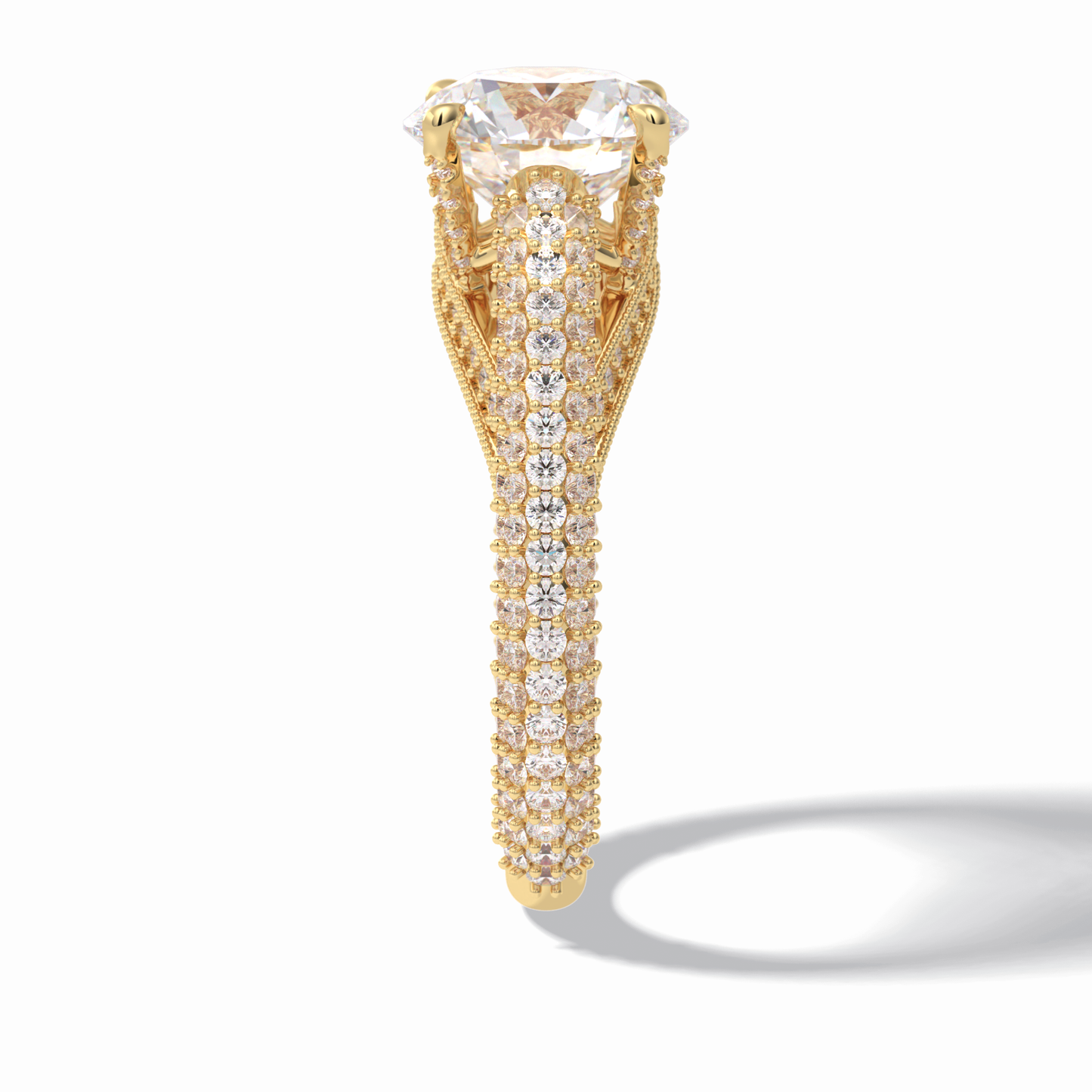 3.0 CT Round Cut Pave Style Moissanite Engagement Rings