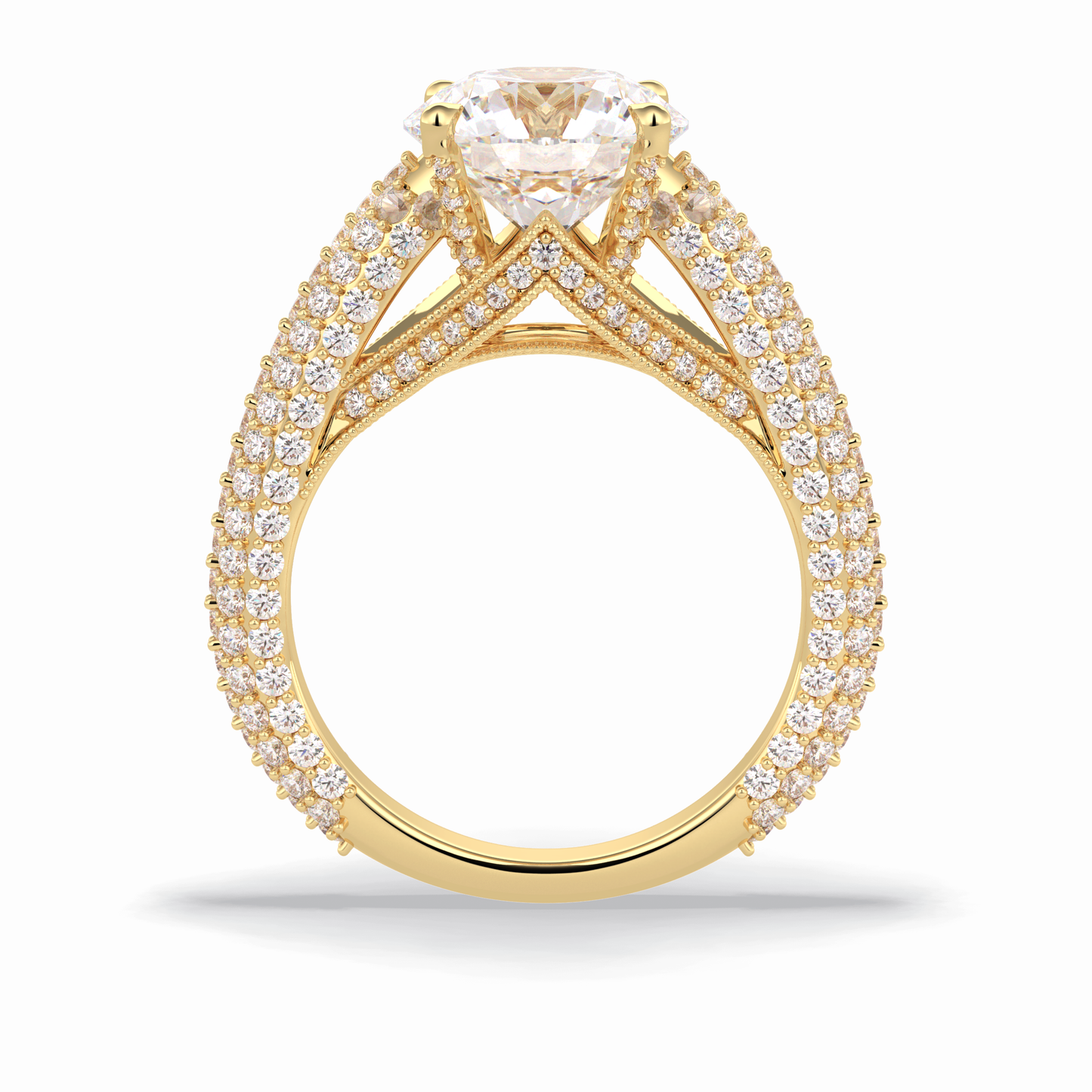 3.0 CT Round Cut Pave Style Moissanite Engagement Rings