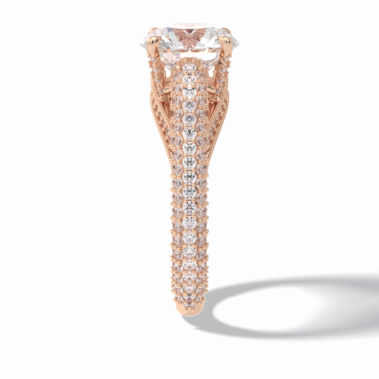 3.0 CT Round Cut Pave Style Moissanite Engagement Rings
