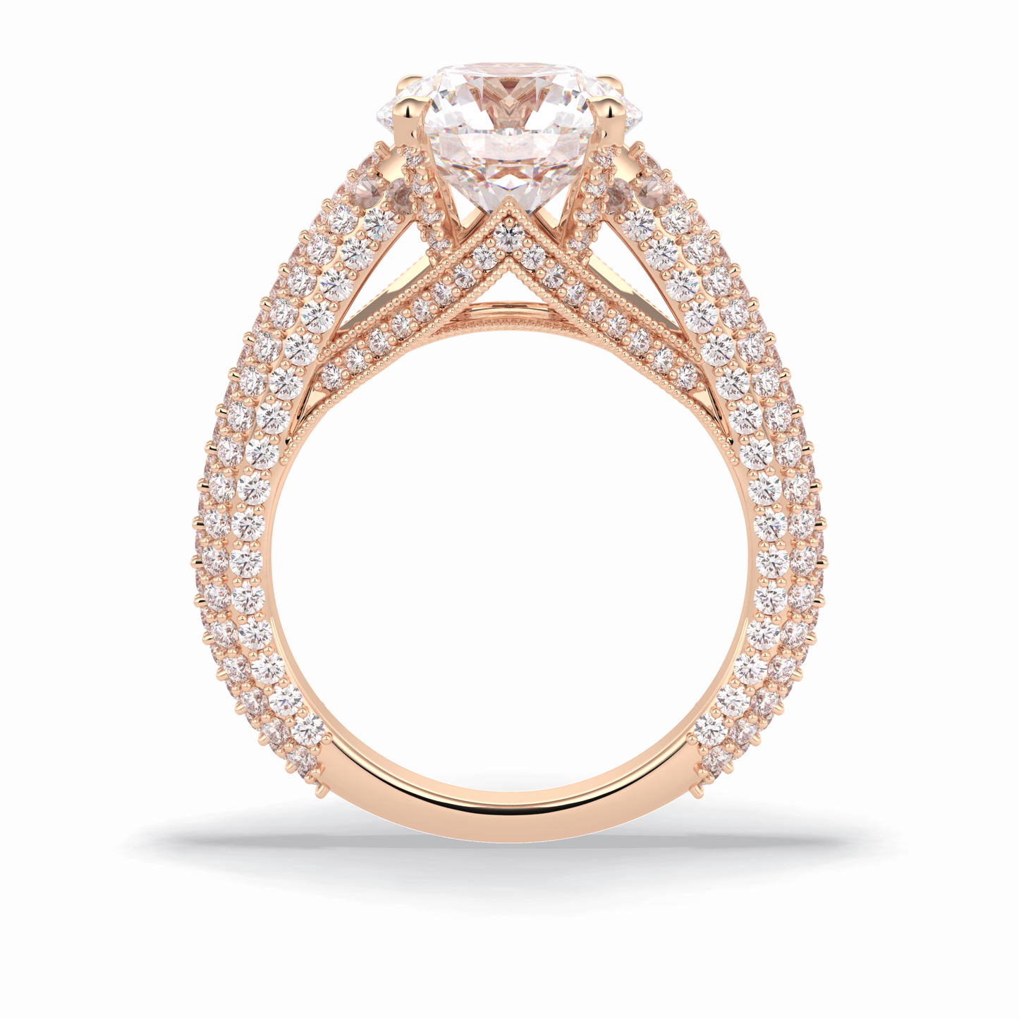3.0 CT Round Cut Pave Style Moissanite Engagement Rings