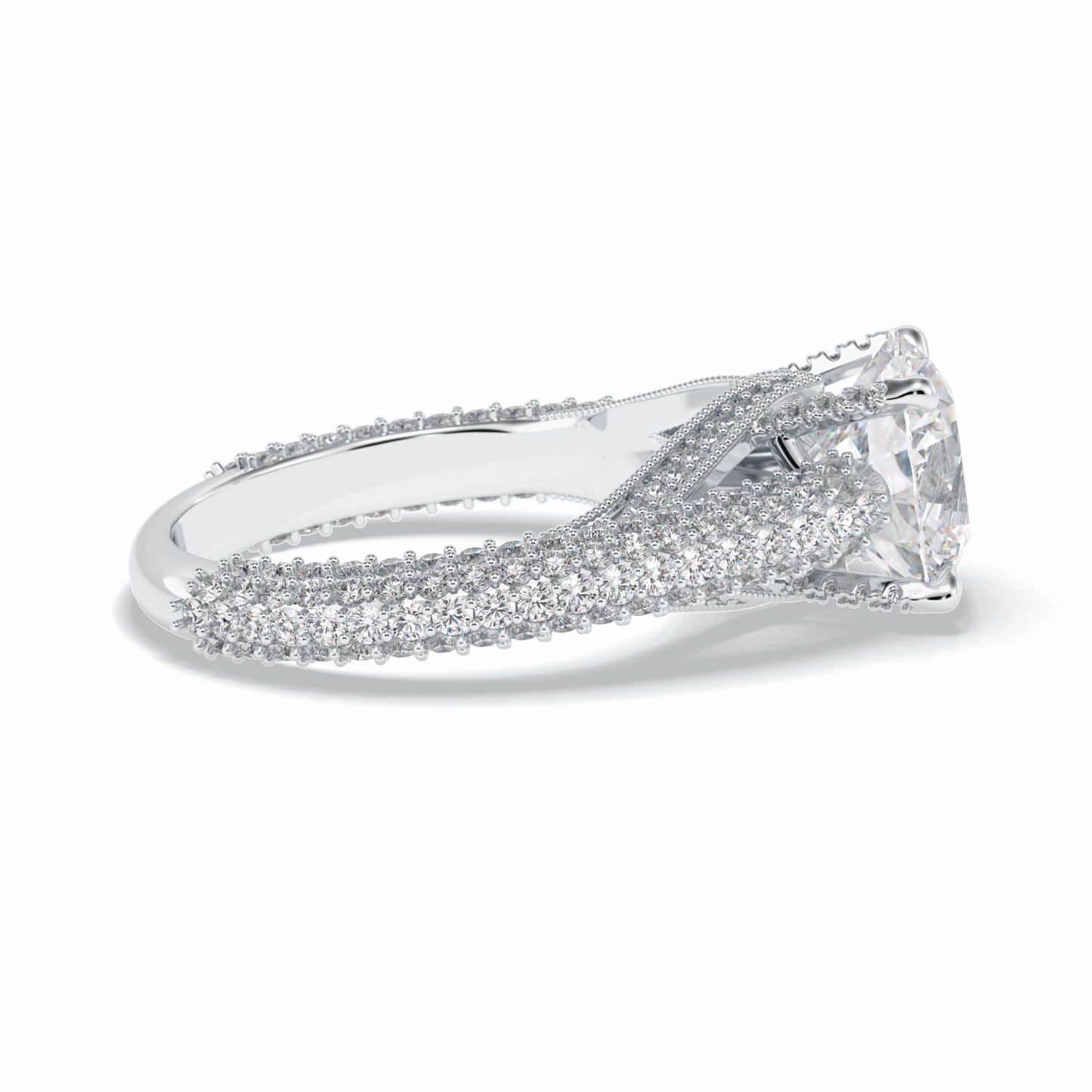 3.0 CT Round Cut Pave Style Moissanite Engagement Rings