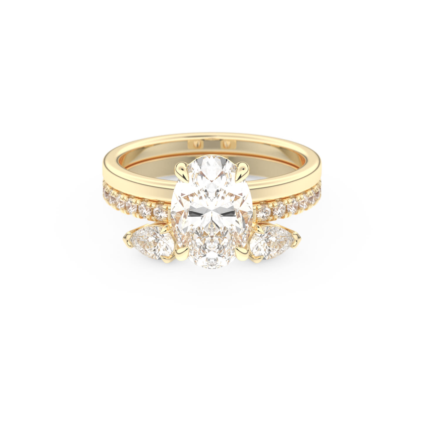Oval Cut Moissanite Bridal Set with Solitaire Settings– 2.12 CT Center, 0.48 TCW Accents