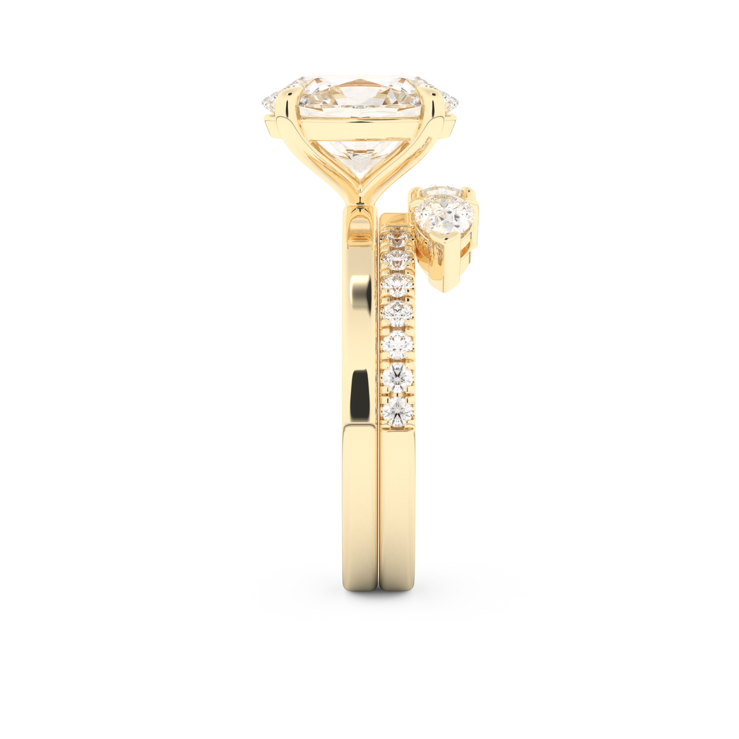 Oval Cut Moissanite Bridal Set with Solitaire Settings– 2.12 CT Center, 0.48 TCW Accents