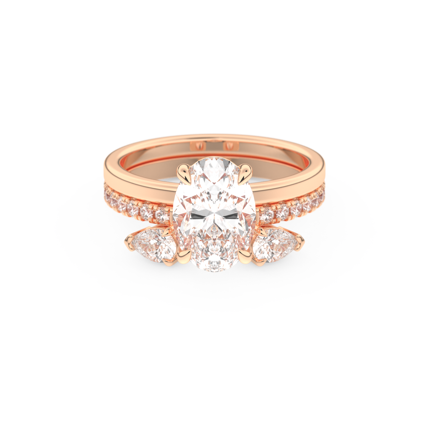 Oval Cut Moissanite Bridal Set with Solitaire Settings– 2.12 CT Center, 0.48 TCW Accents
