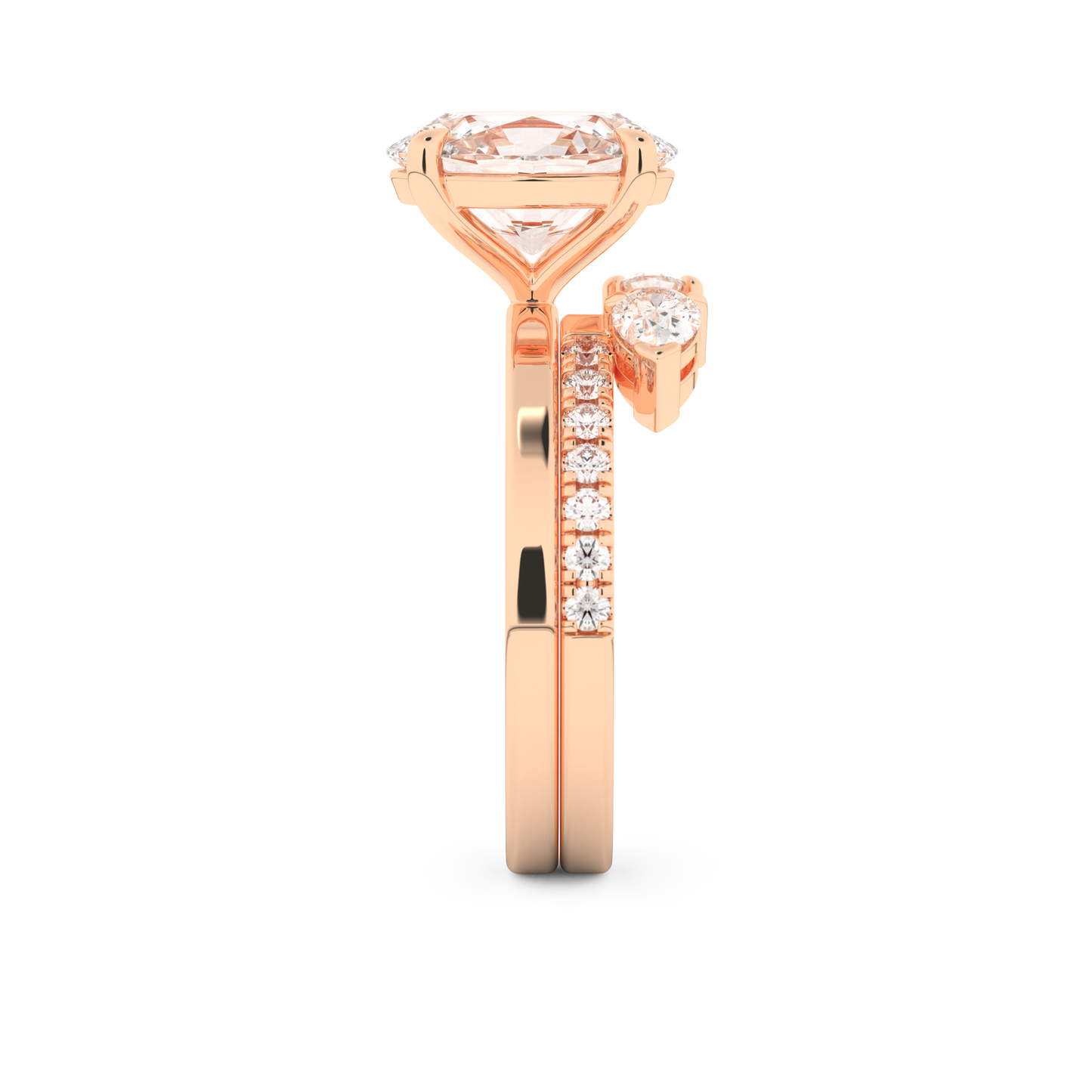Oval Cut Moissanite Bridal Set with Solitaire Settings– 2.12 CT Center, 0.48 TCW Accents