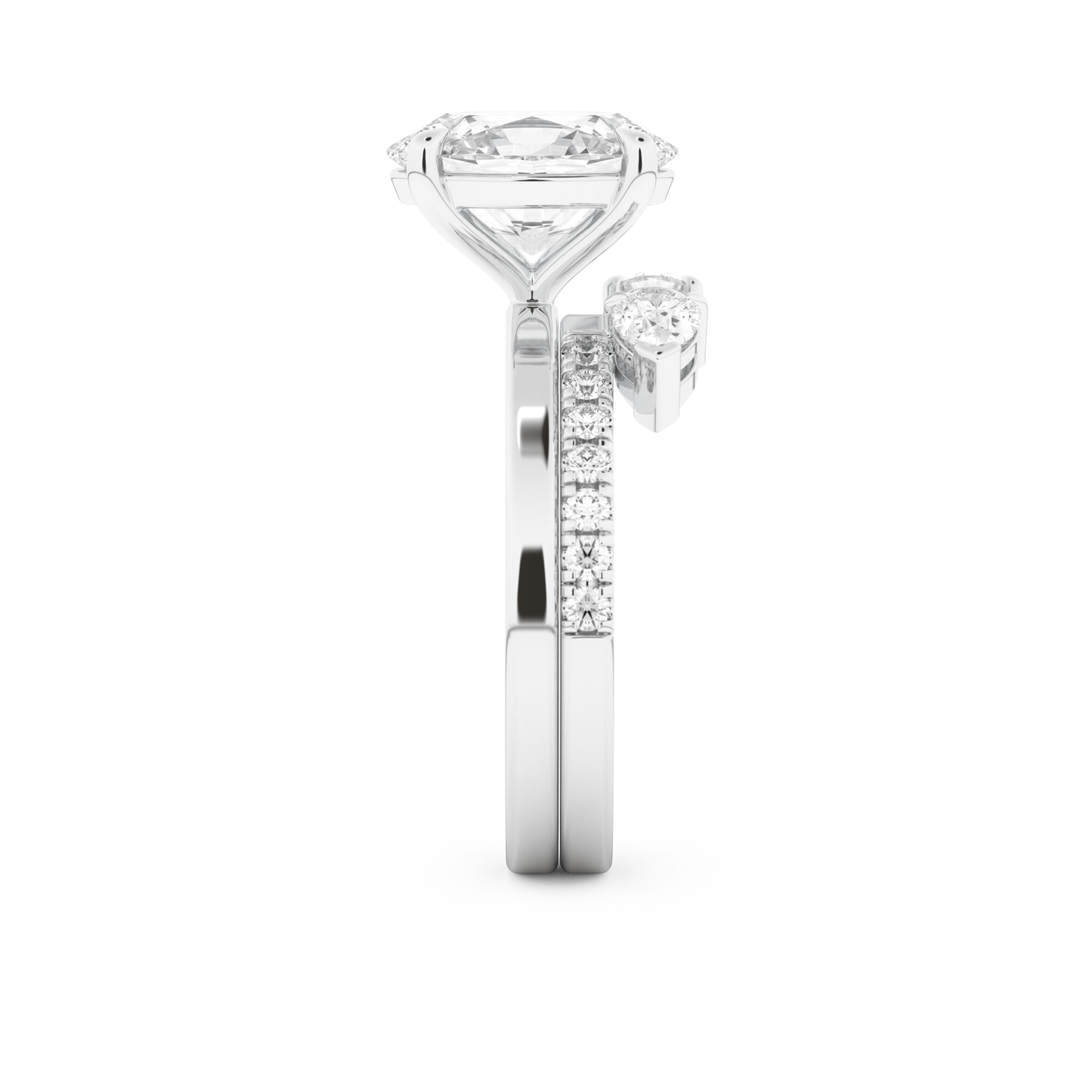 Oval Cut Moissanite Bridal Set with Solitaire Settings– 2.12 CT Center, 0.48 TCW Accents
