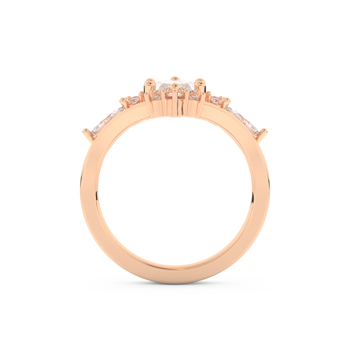 Marquise Cut Moissanite Bridal Set with Solitaire Settings– 1.08 CT Center, 0.32 TCW Accents