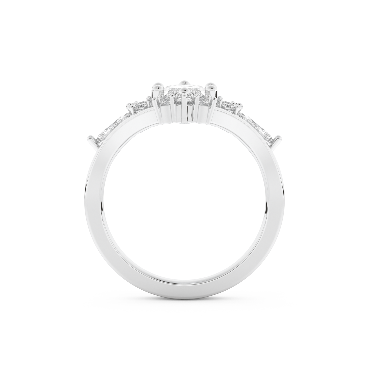Marquise Cut Moissanite Bridal Set with Solitaire Settings– 1.08 CT Center, 0.32 TCW Accents